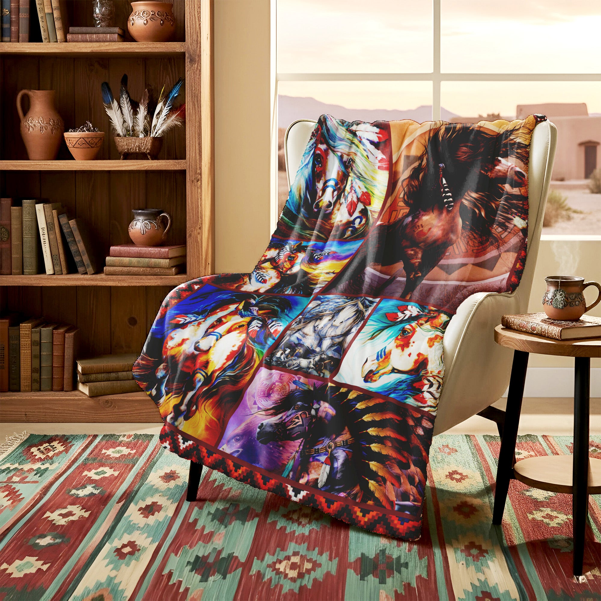 Native American Horse Soft and Warm Premium Fleece Blanket