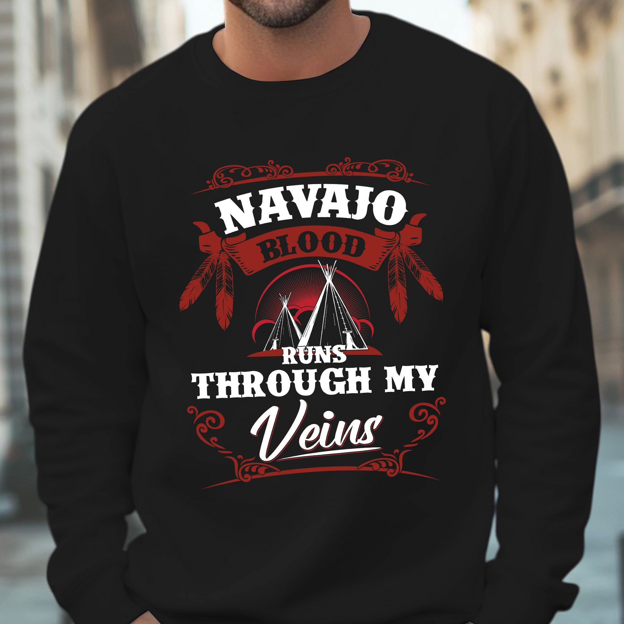 Native Blood Runs Through My Veins Unisex T-Shirt/T-Shirt V-Neck/Hoodie/Sweatshirt (Custom Tribe)