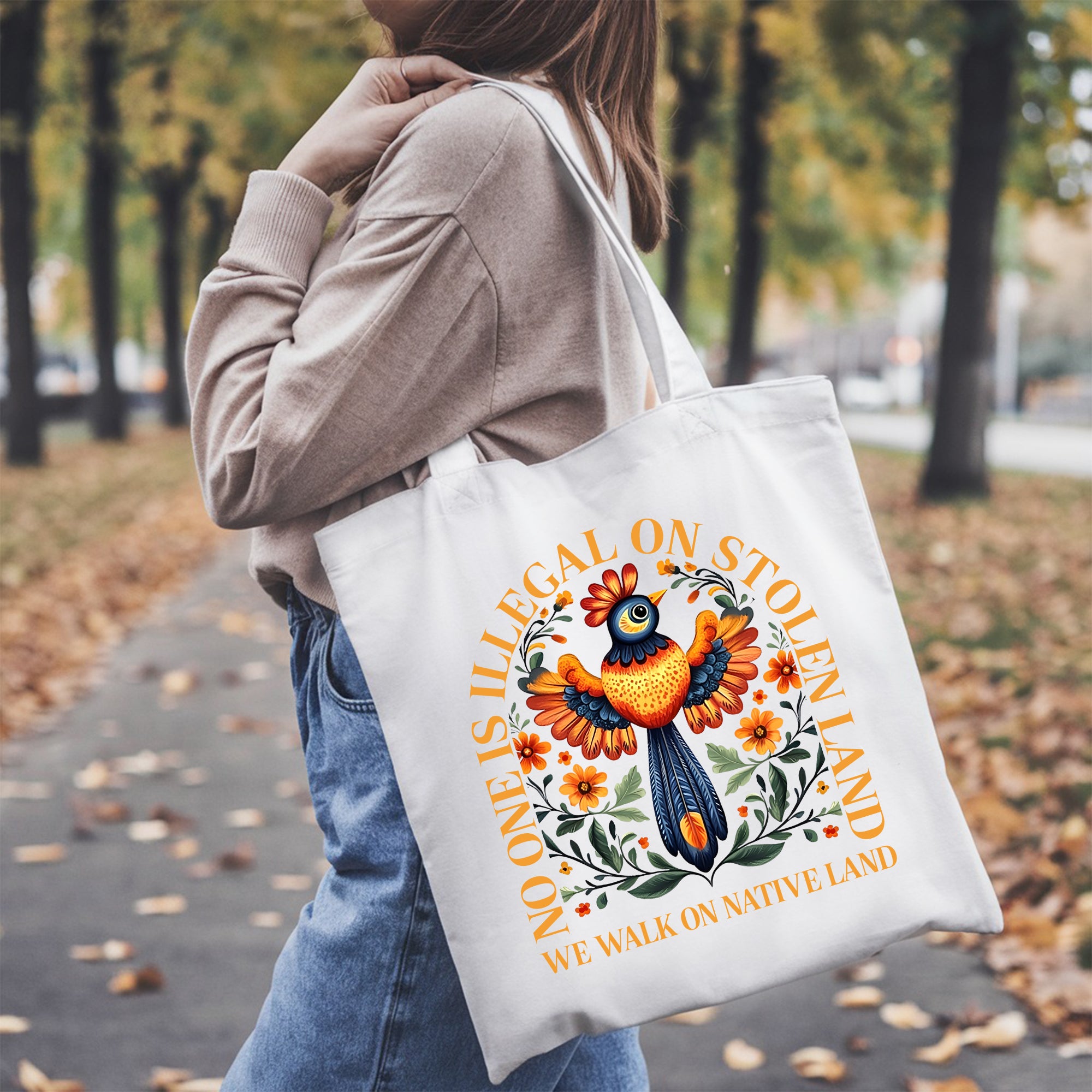 No One Is Illegal On Stolen Land. We Walk On Native Land - Tote Bag