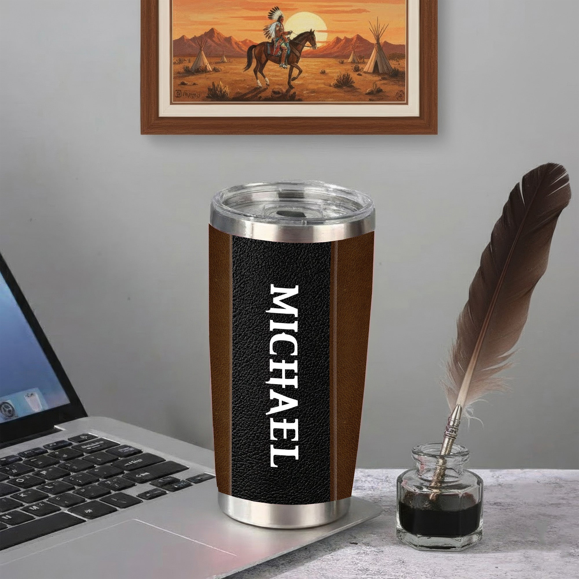 Native Pride Tumbler Stainless Steel Drinking Cup (Custom Name)