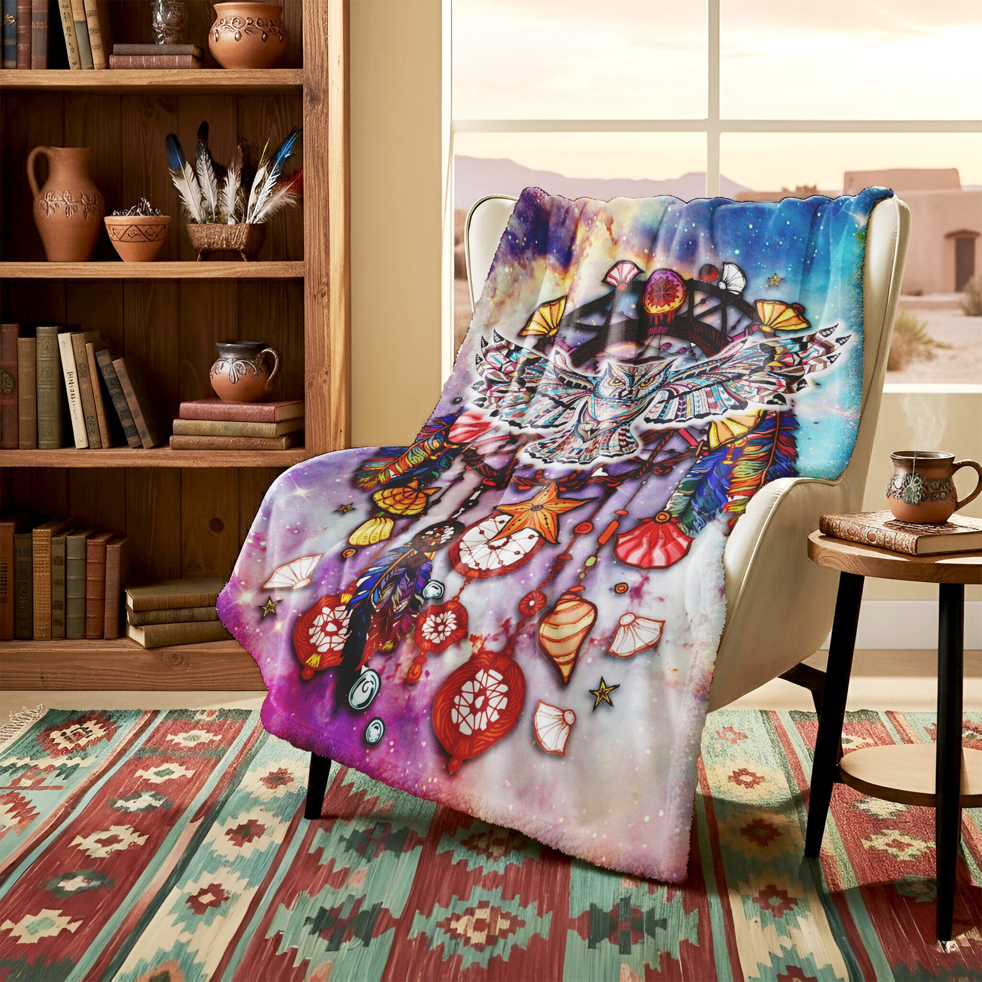 Native Owl Dreamcatcher Soft And Warm Fleece Blanket Native Premium American Style