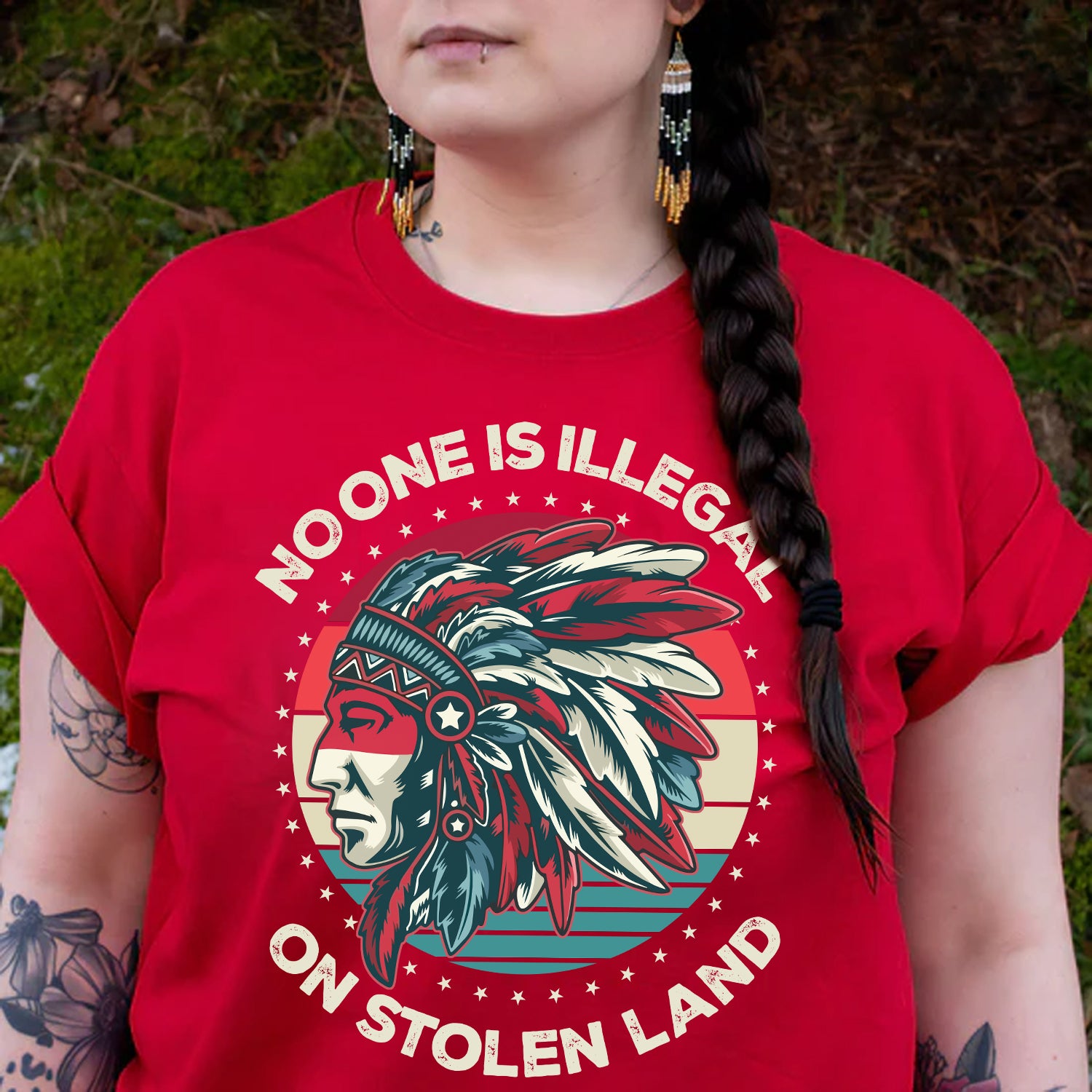 No One Is Illegal On Stolen Land Style 13 - One Sides Unisex T-Shirt/T-Shirt V-Neck/Hoodie/Sweatshirt