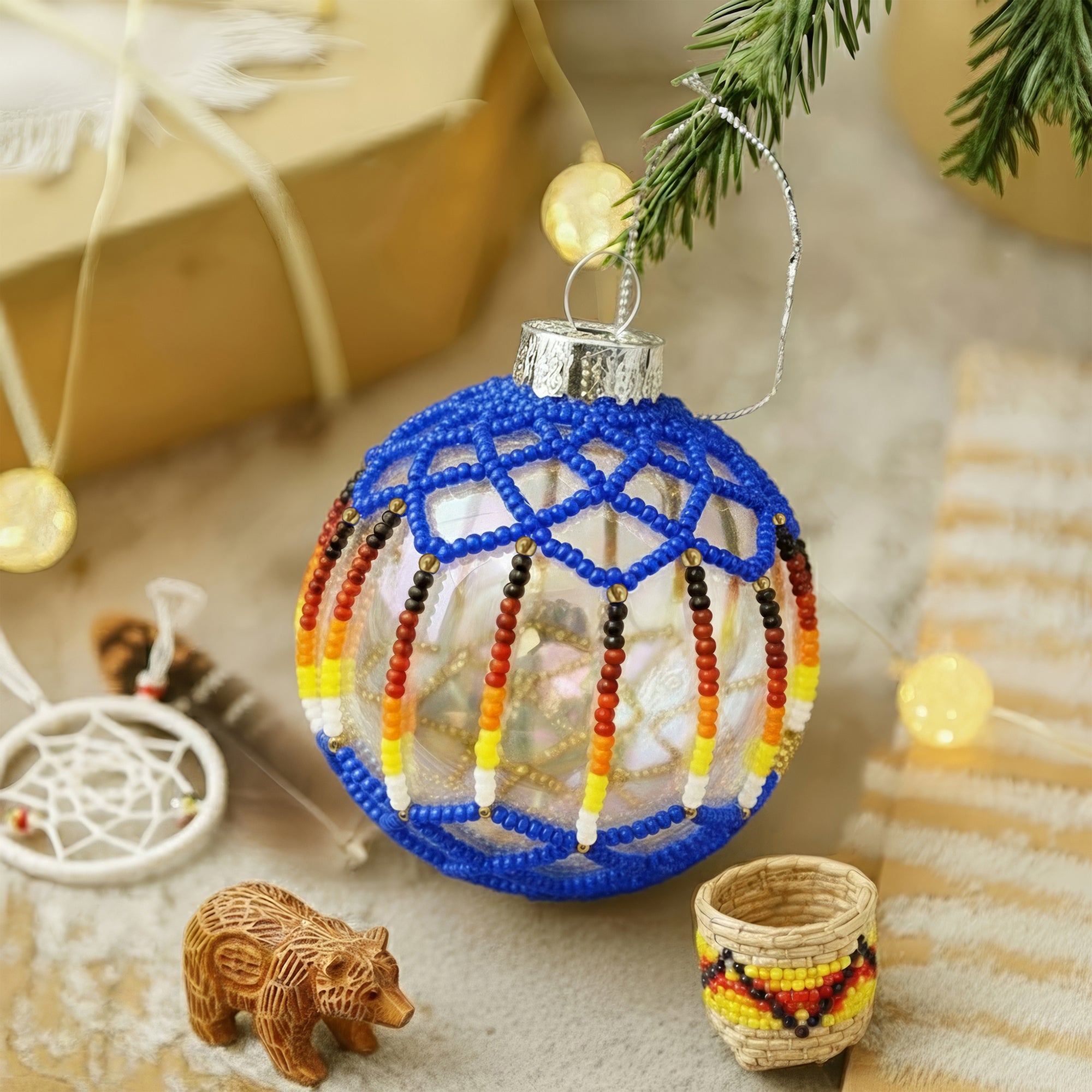Cerulean Beaded Ornament Handcrafted Holiday Decor Gift