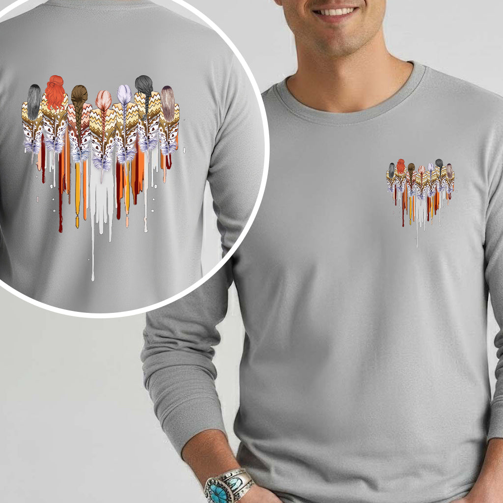 [Two Sides] Native American Feather Heart Indigenous Women Unisex Tank Top/Long Sleeve/Hoodie Zip