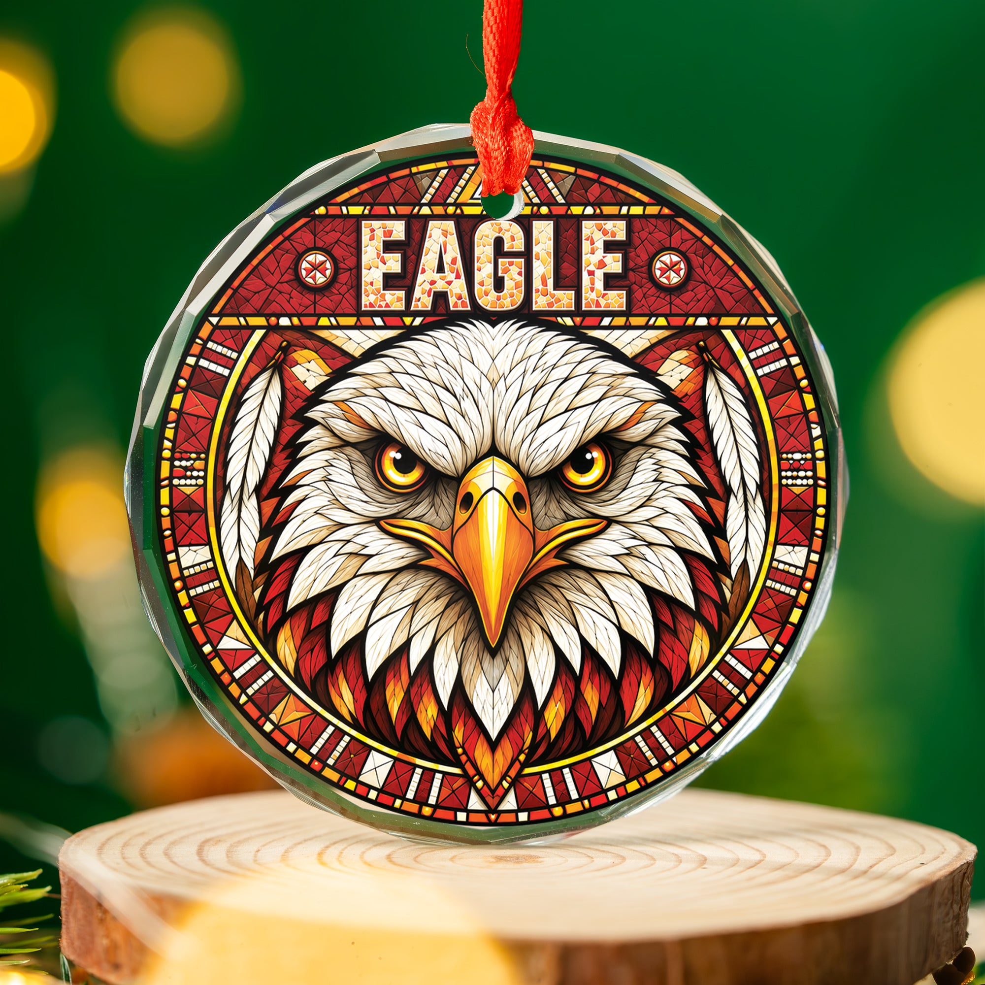 Eagle Spirit Native Tribal Glass Ornament – Indigenous Art Decor