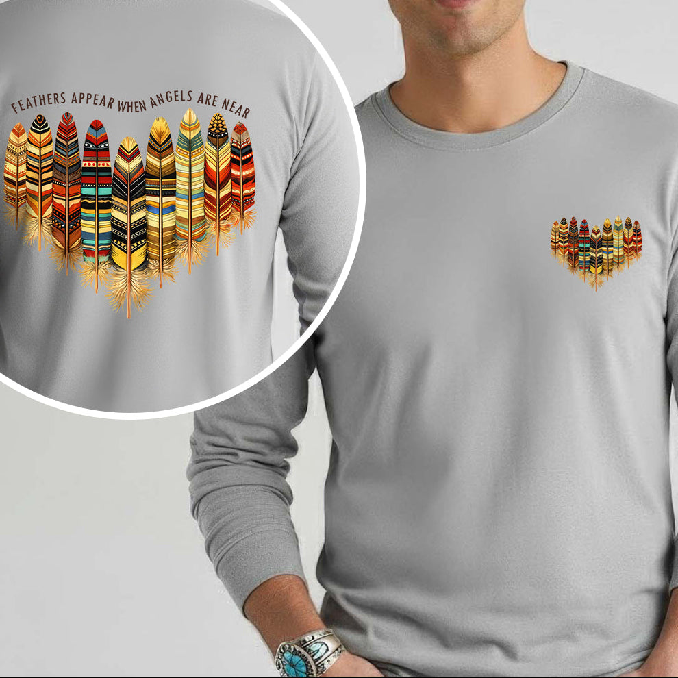 [Two Sides] Feathers Appear When Angels Are Near – Indigenous Women Native American Unisex Tank Top/Long Sleeve/Hoodie Zip