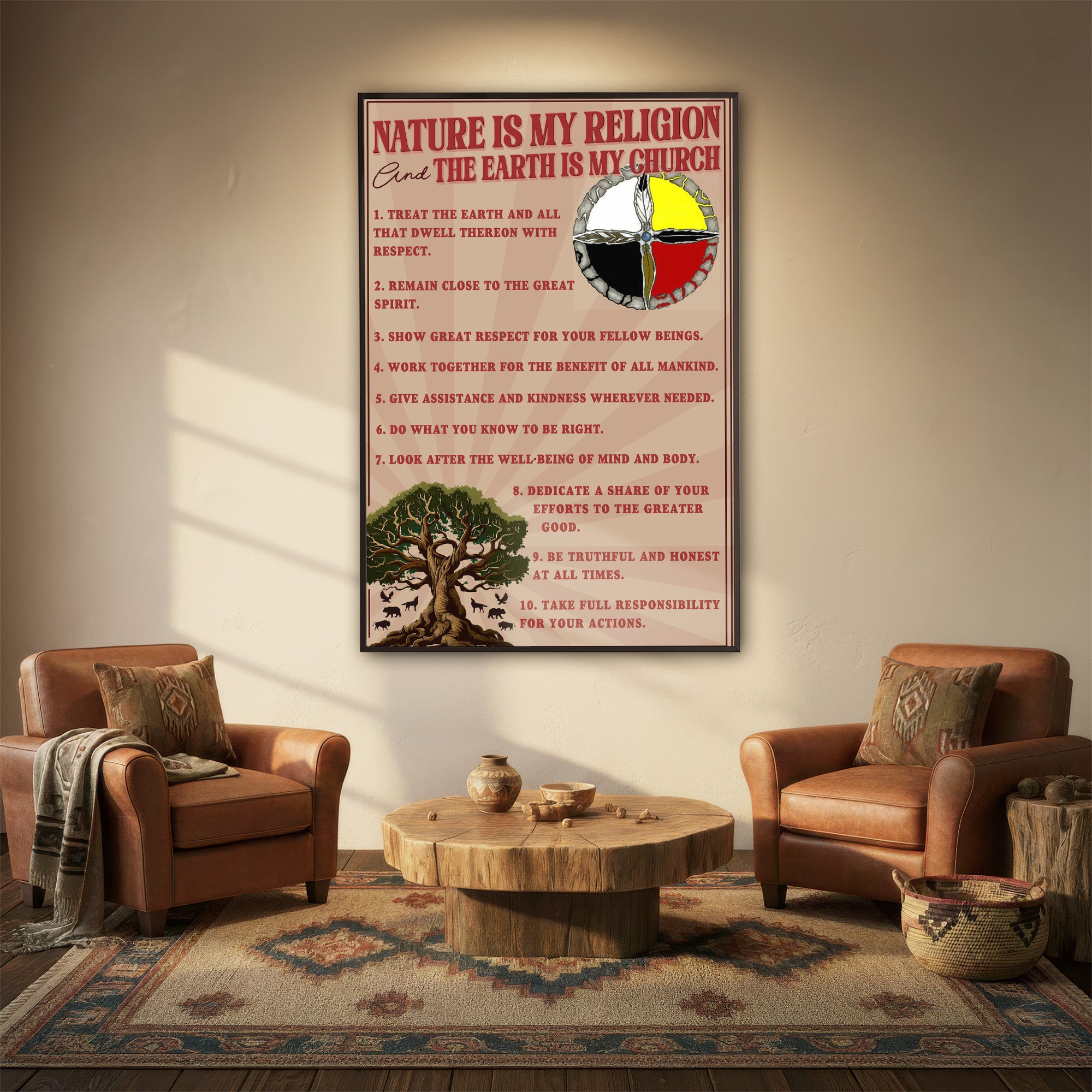 The Ten Native American Commandments Of Chief Poster/Canvas