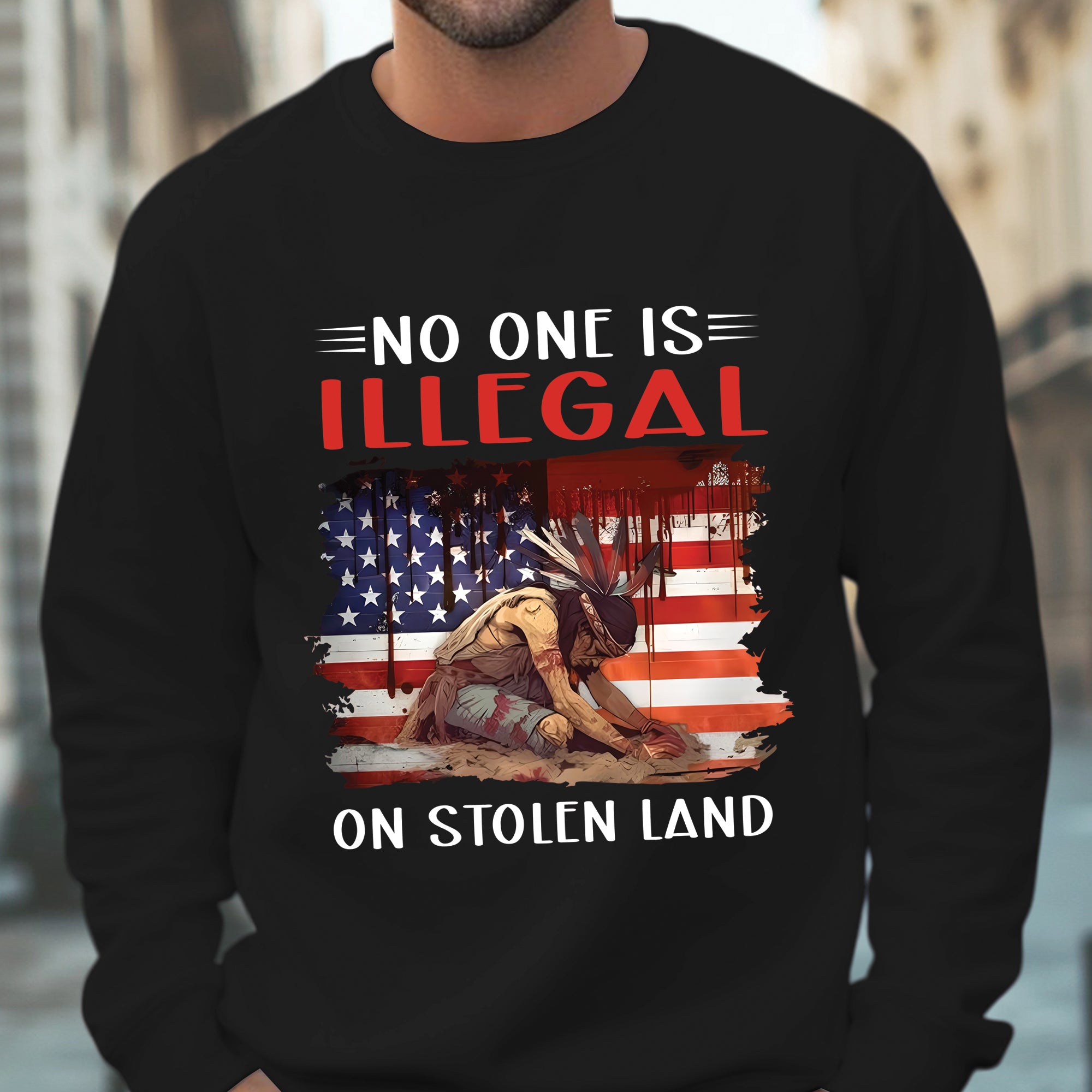 No One Is Illegal On Stolen Land - Unisex T-Shirt/T-Shirt V-Neck/Hoodie/Sweatshirt N41