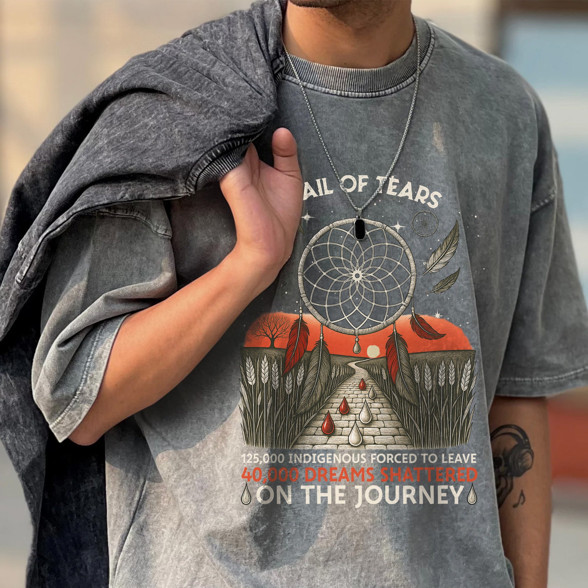 Trail of Tears Blood Tears Roade Unisex Mineral Washed T-Shirt
