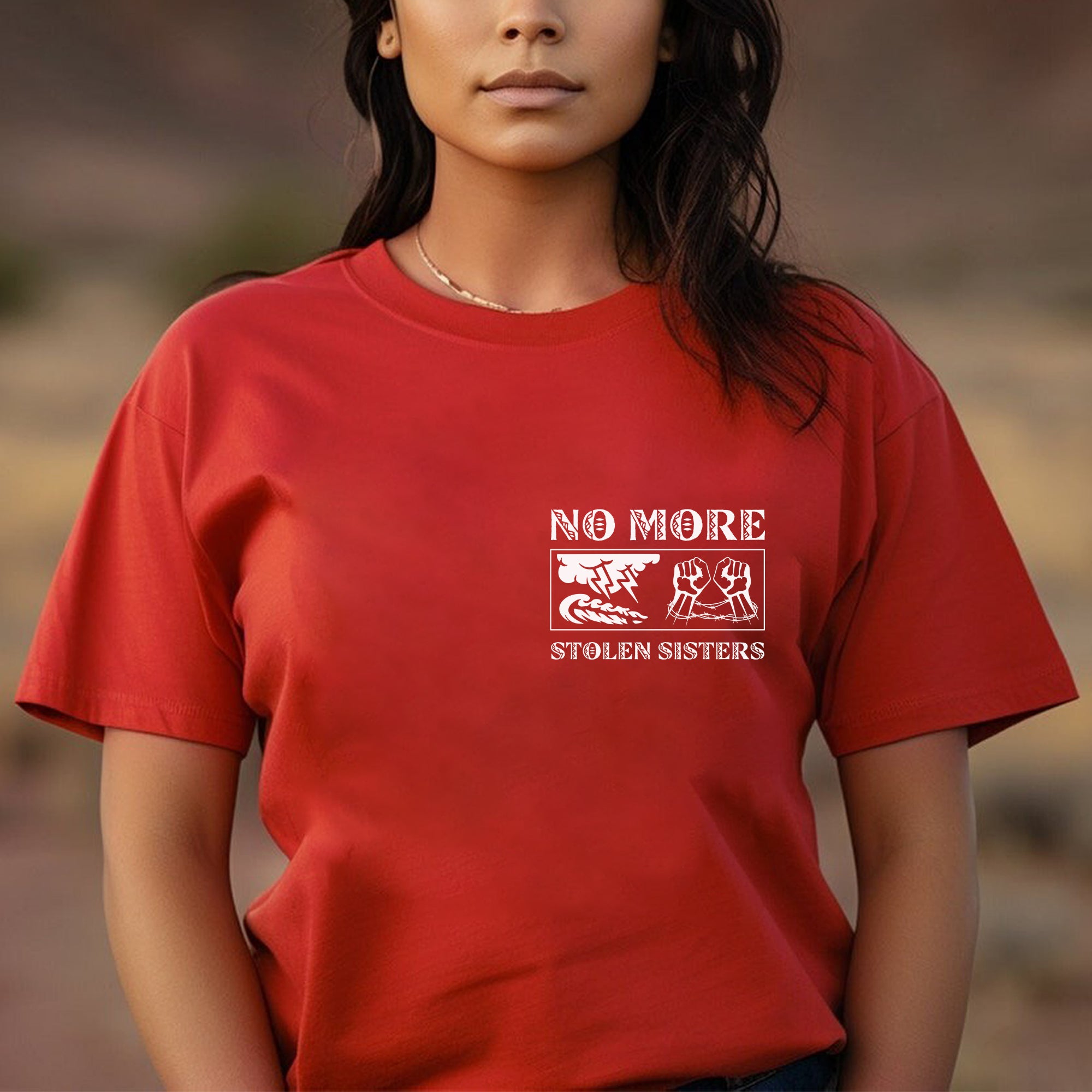 No More Stolen Sisters MMIW - Unisex T-Shirt/T-Shirt V-Neck/Hoodie/Sweatshirt - Two Sides