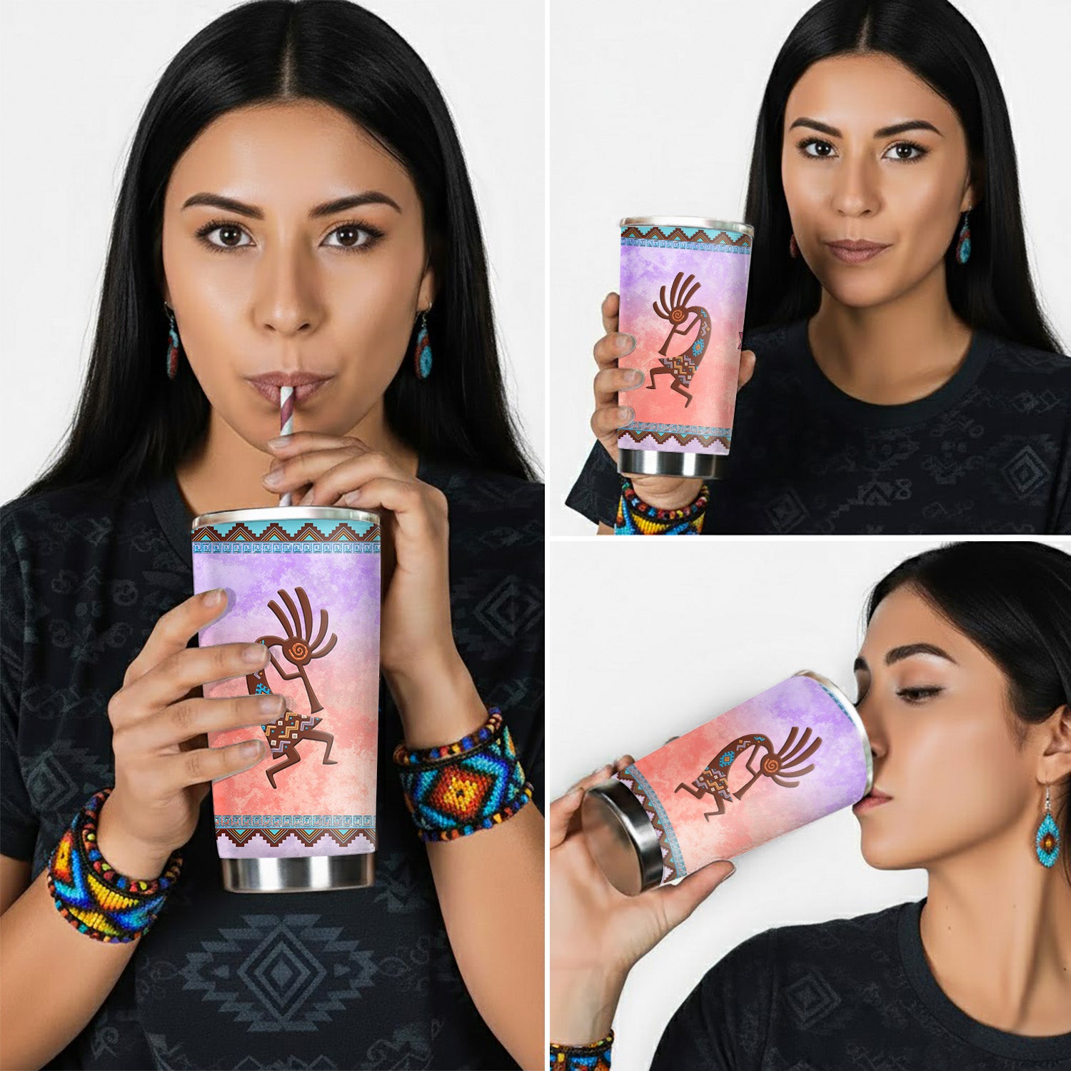 Kokopelli Dance Tumbler Stainless Steel Drinking Cup