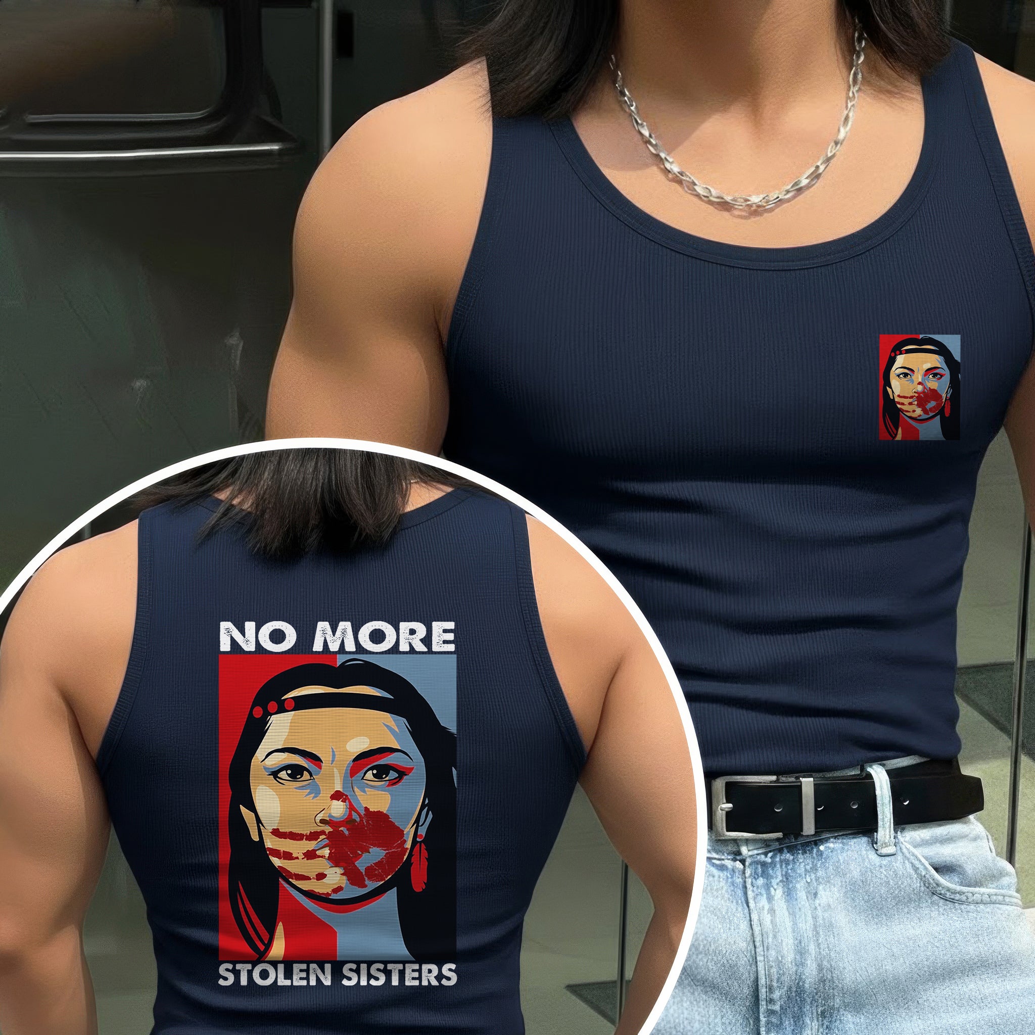 [Two Sides] No More Stolen Sisters MMIW Awareness Unisex Tank Top/Long Sleeve/Hoodie Zip