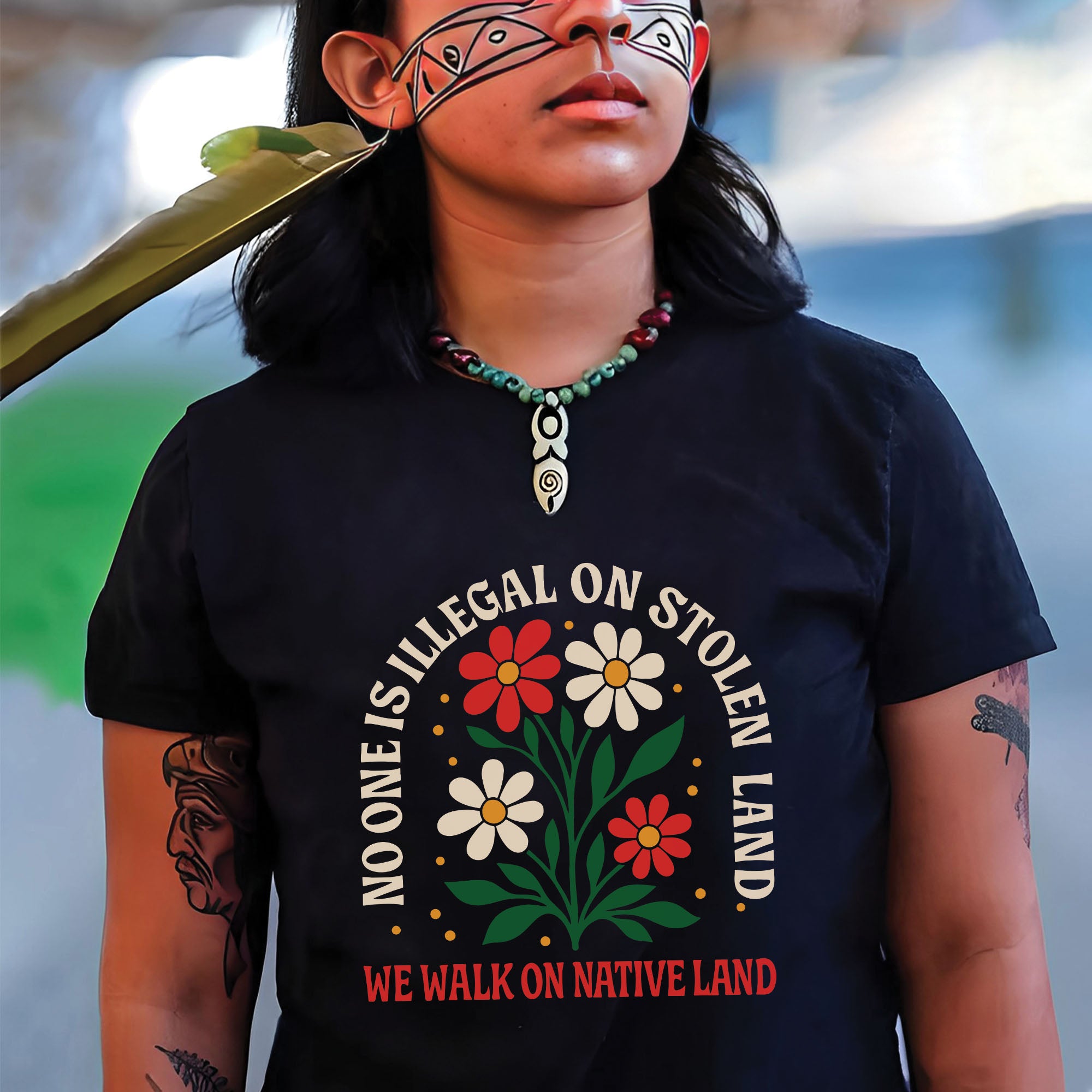 No One Is Illegal on Stolen Land We Walk on Native Land Unisex T-shirt/V-neck T-shirt/Hoodie/Sweatshirt N324