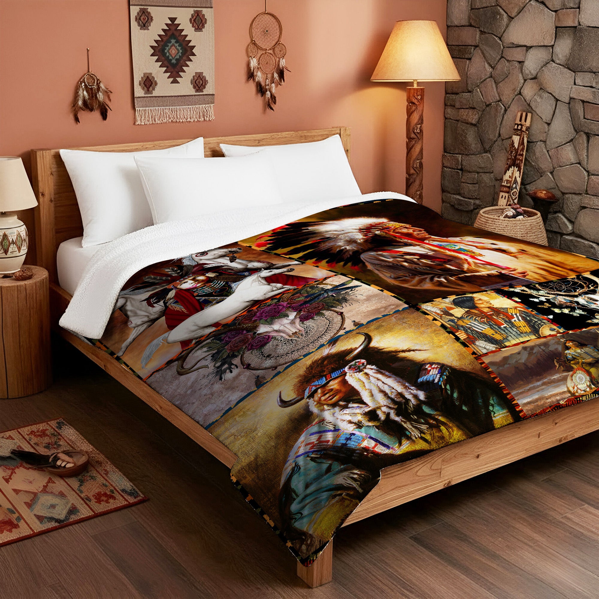 Native Pairing Soft And Warm Fleece Blanket Native American Style