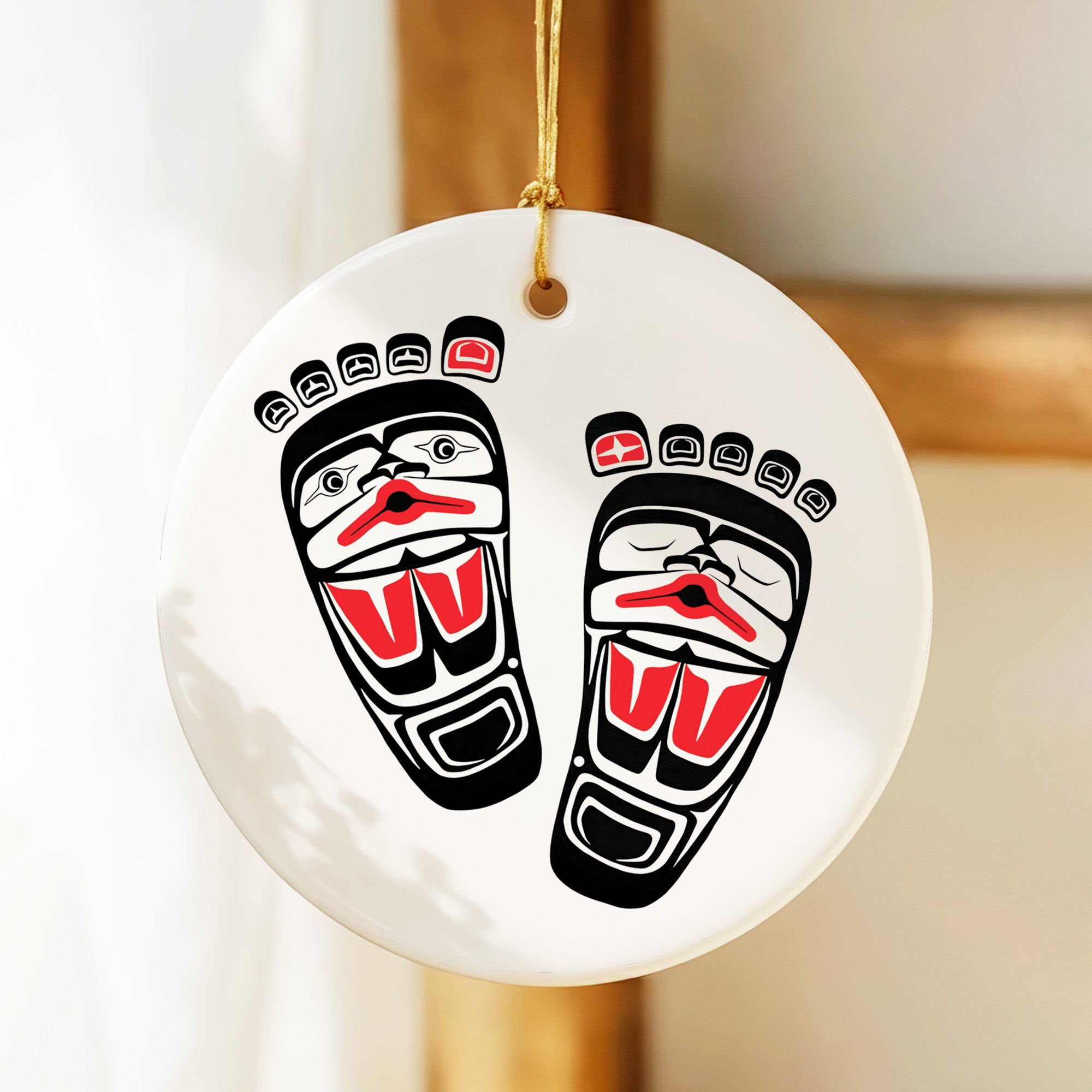 Native Big Foot Spirit Ceramic Ornament – Handcrafted Indigenous Art Decoration