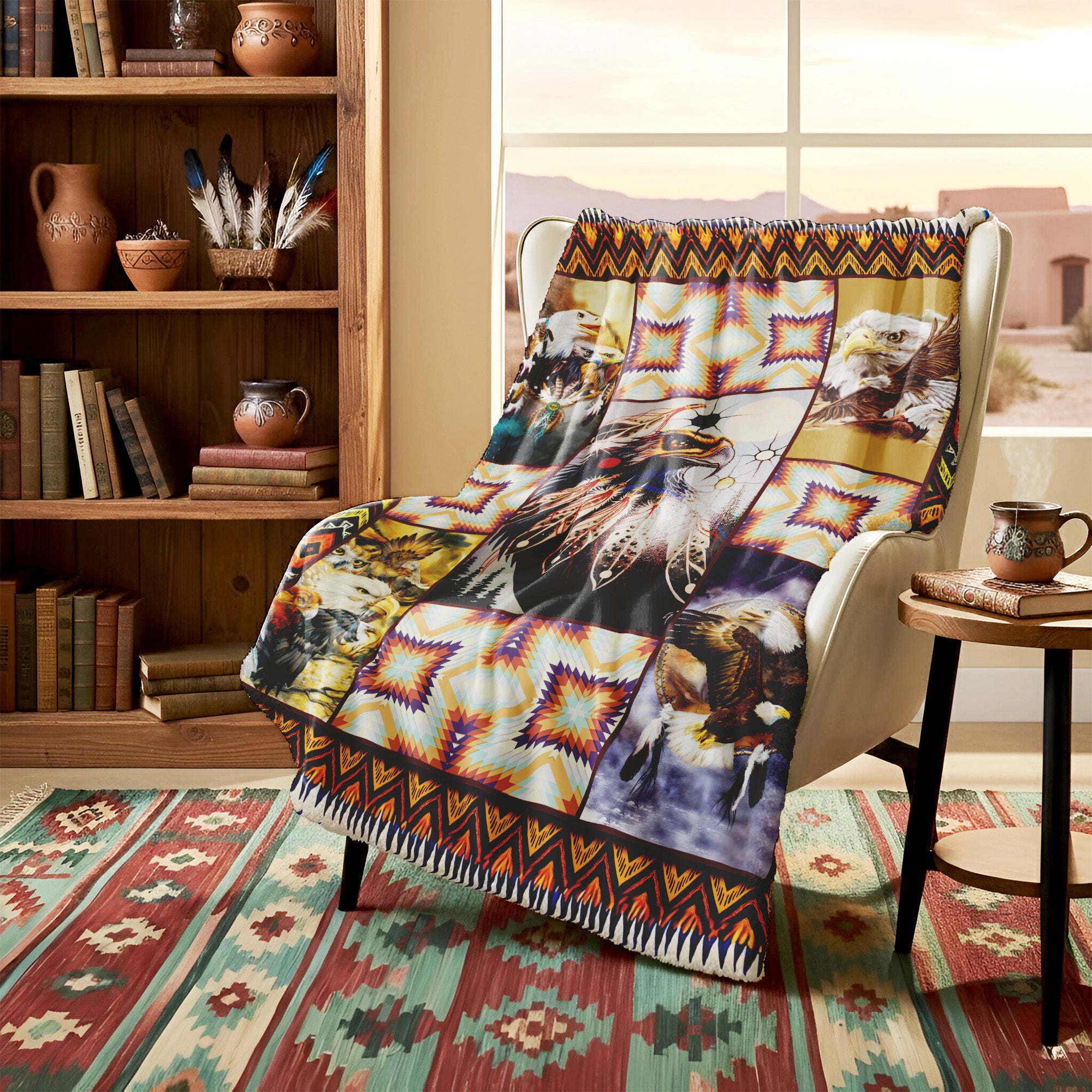 Native American Spirit Eagles Birds Soft And Warm Premium Fleece Blanket