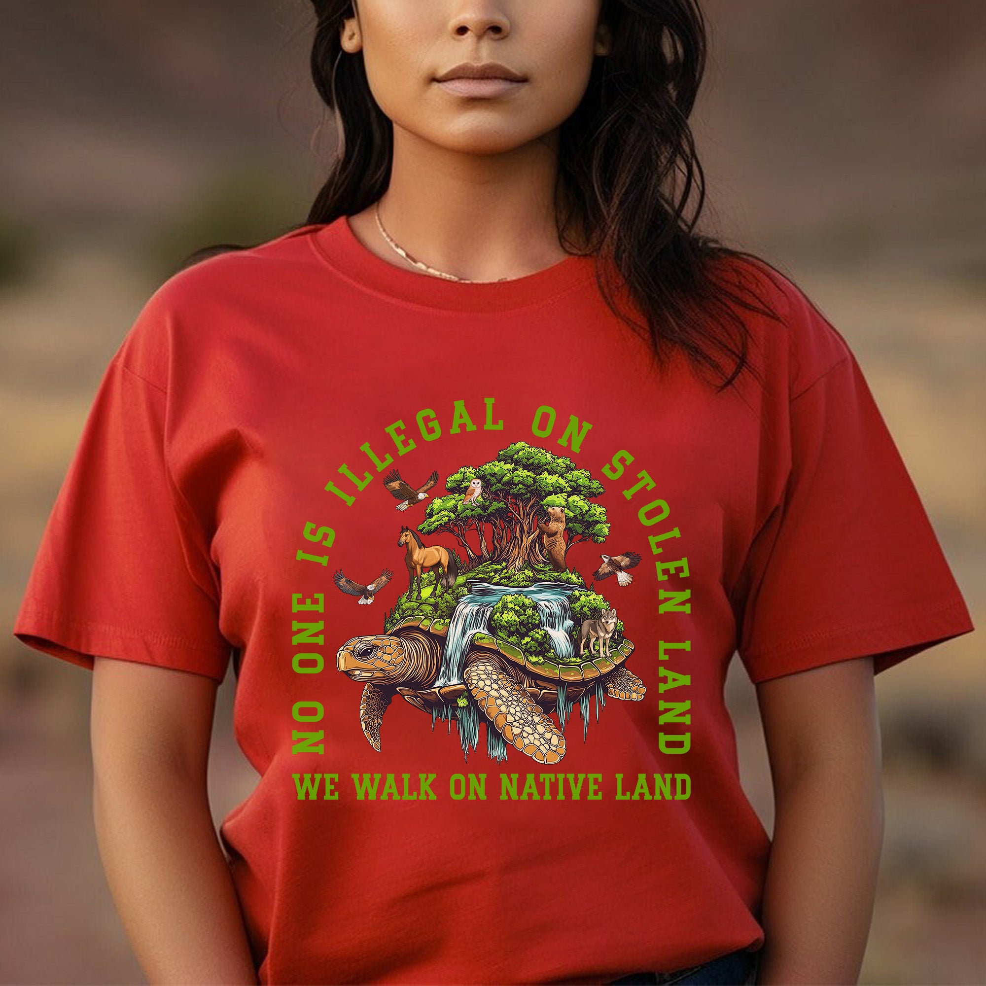 No One Is Illegal On Stolen Land. We Walk On Native Land Style 4 - One Sides Unisex T-Shirt/T-Shirt V-Neck/Hoodie/Sweatshirt