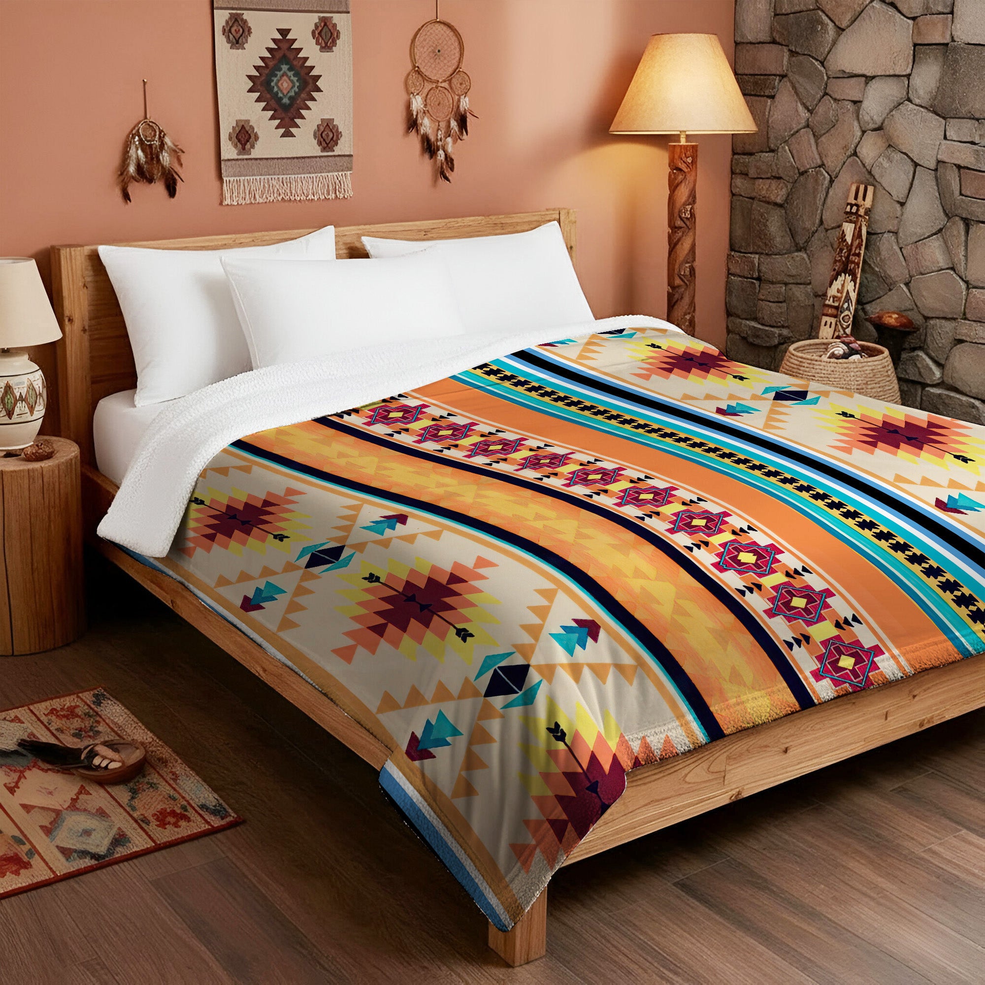 Native American Pattern Soft And Warm Fleece Blanket