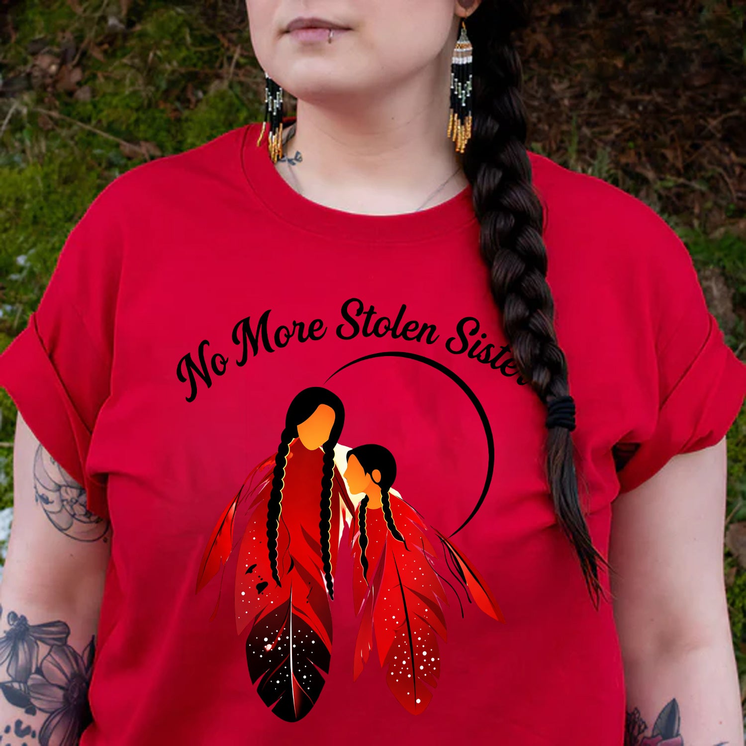 No More Stolen Sisters Red Feather Unisex T-shirt/T-shirt V-Neck/Hoodie/Sweatshirt
