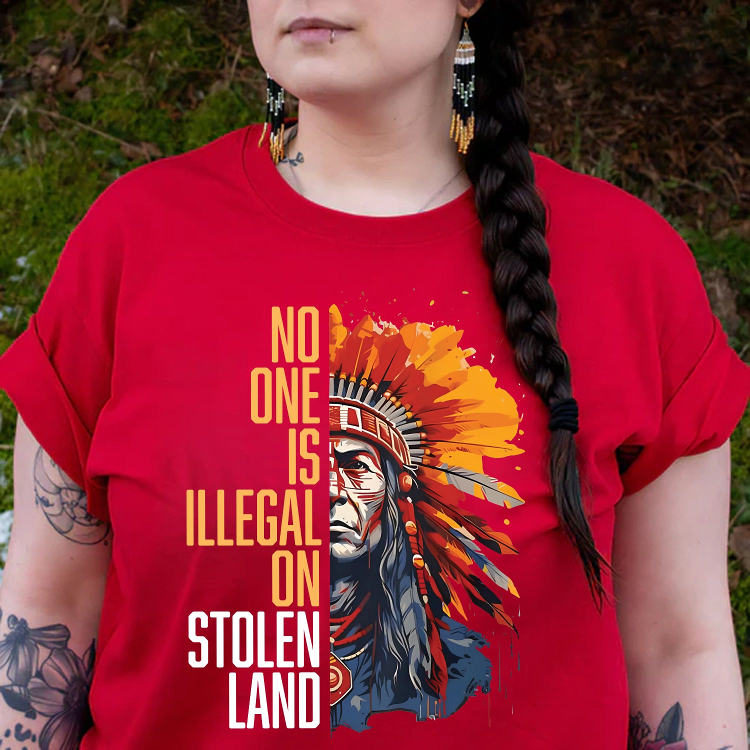 No One Is Illegal On Stolen Land Style 15 - Unisex T-Shirt/T-Shirt V-Neck/Hoodie/Sweatshirt