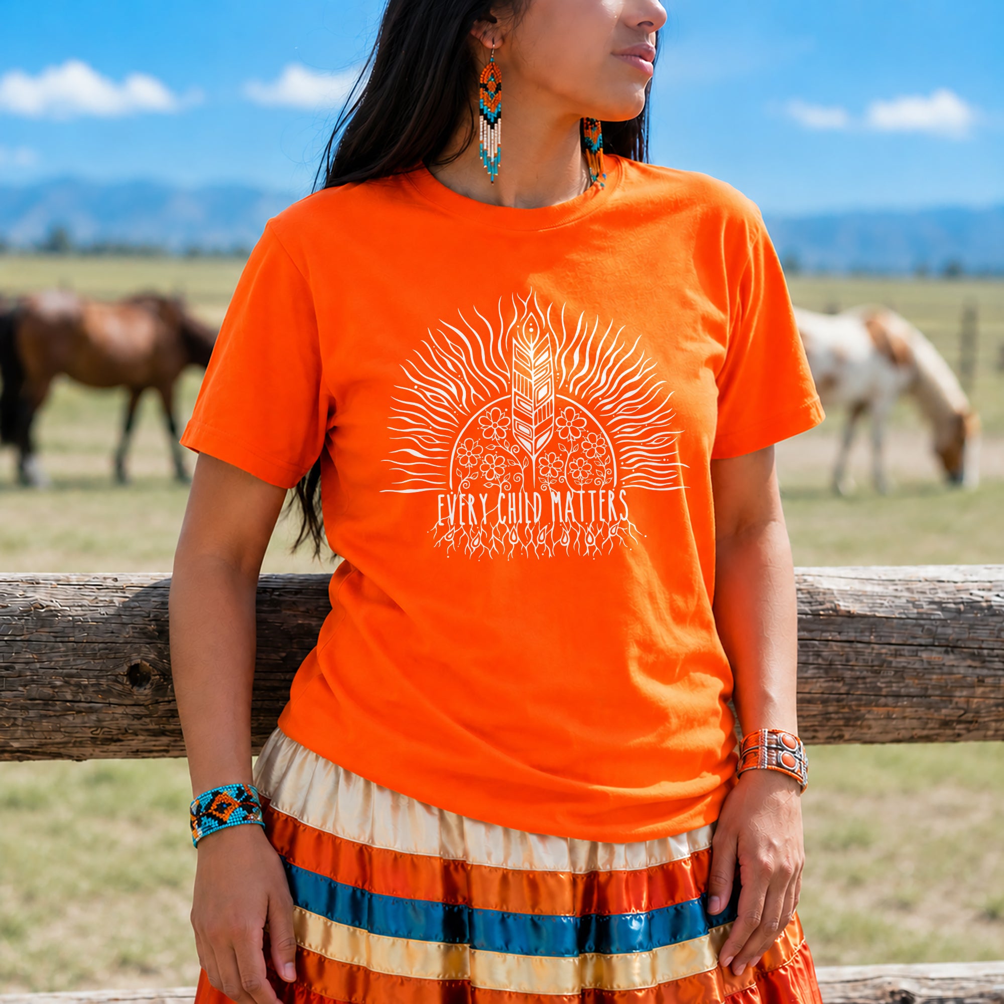 Every Child Matters Sacred Feather Sunburst Orange Unisex T-shirt/Hoodie/Sweatshirt