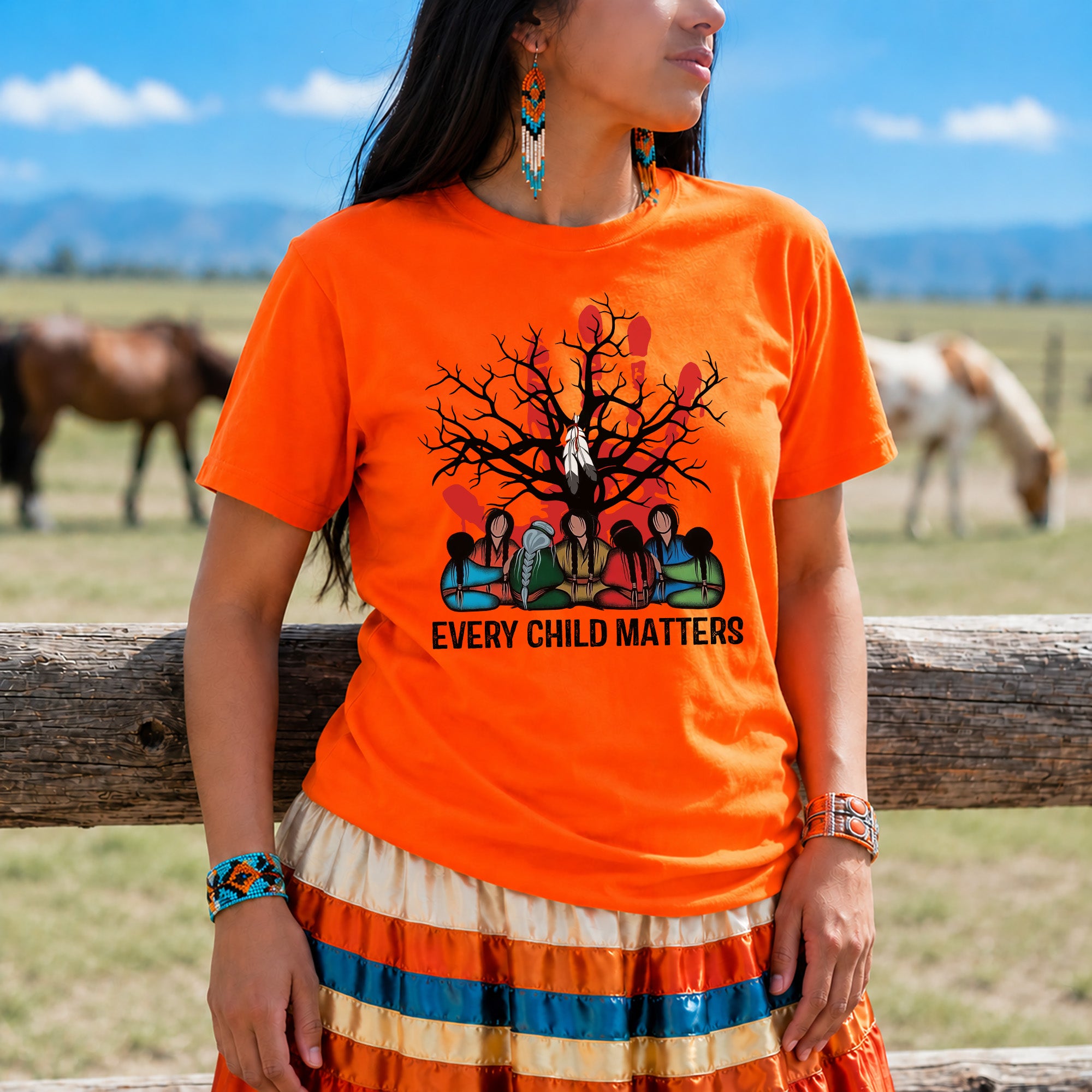 Every Child Matters Indigenous Roots Red Hand Design For Orange Shirt Day Unisex T-shirt/Hoodie/Sweatshirt