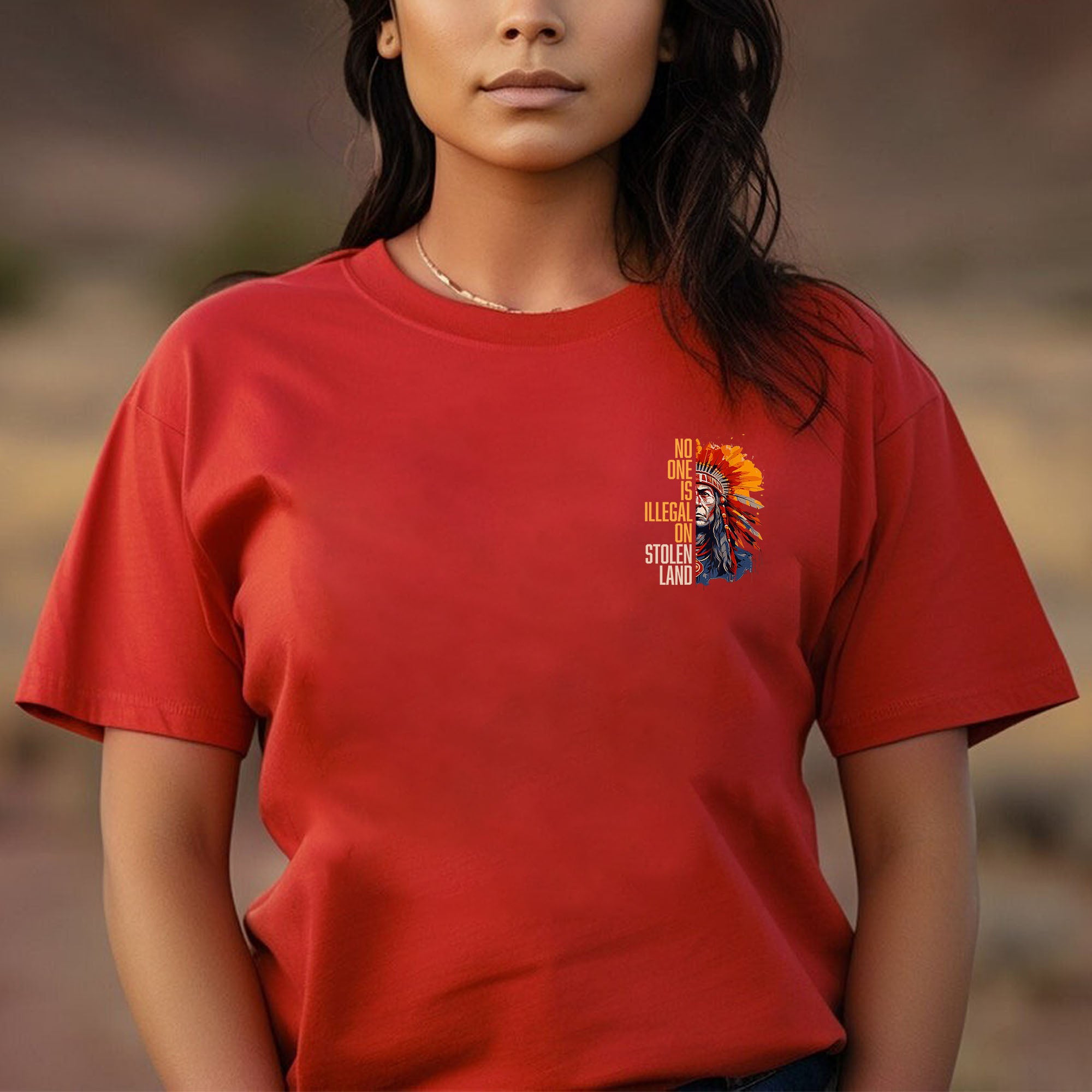 No One Is Illegal On Stolen Land Style 15 - Unisex T-shirt/T-shirt V-Neck/Hoodie/Sweatshirt - Two Sides