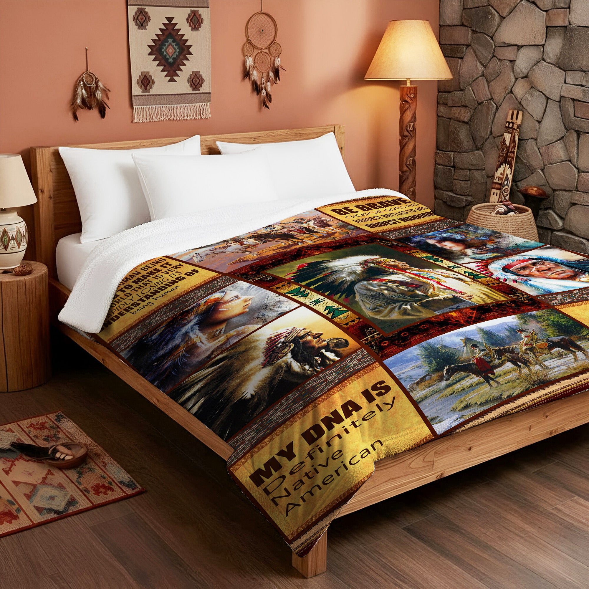 Native American Style Chief Soft and Warm Fleece Blanket