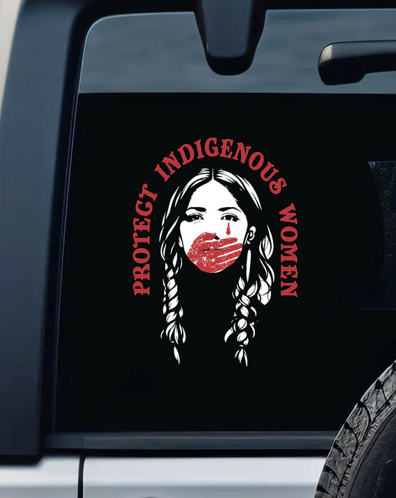 Protect Indigenous Women, Red Hand Over Mouth Native Awareness Car Decal