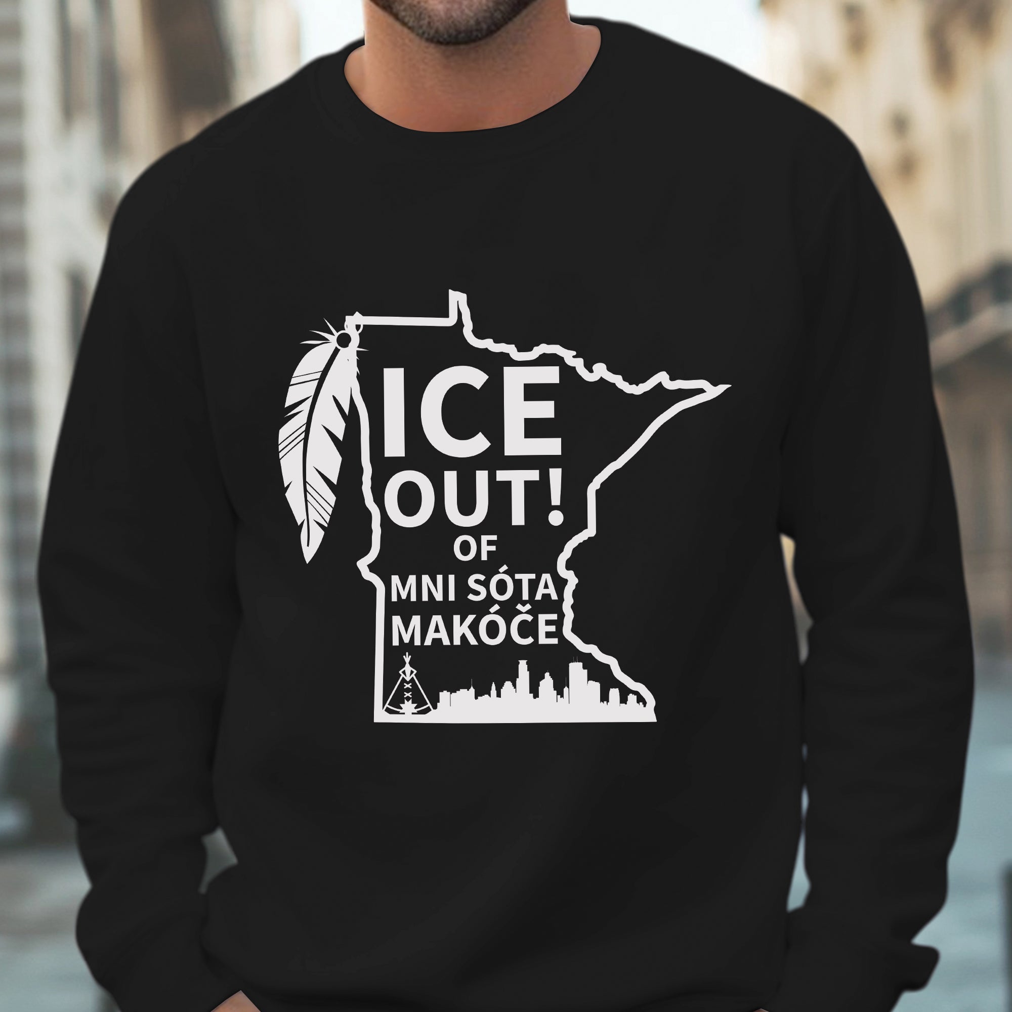 ICE Out of Minnesota Makóče Native Pride - No One Is Illegal On Stolen Land Unisex T-shirt/T-shirt V-Neck/Hoodie/Sweatshirt