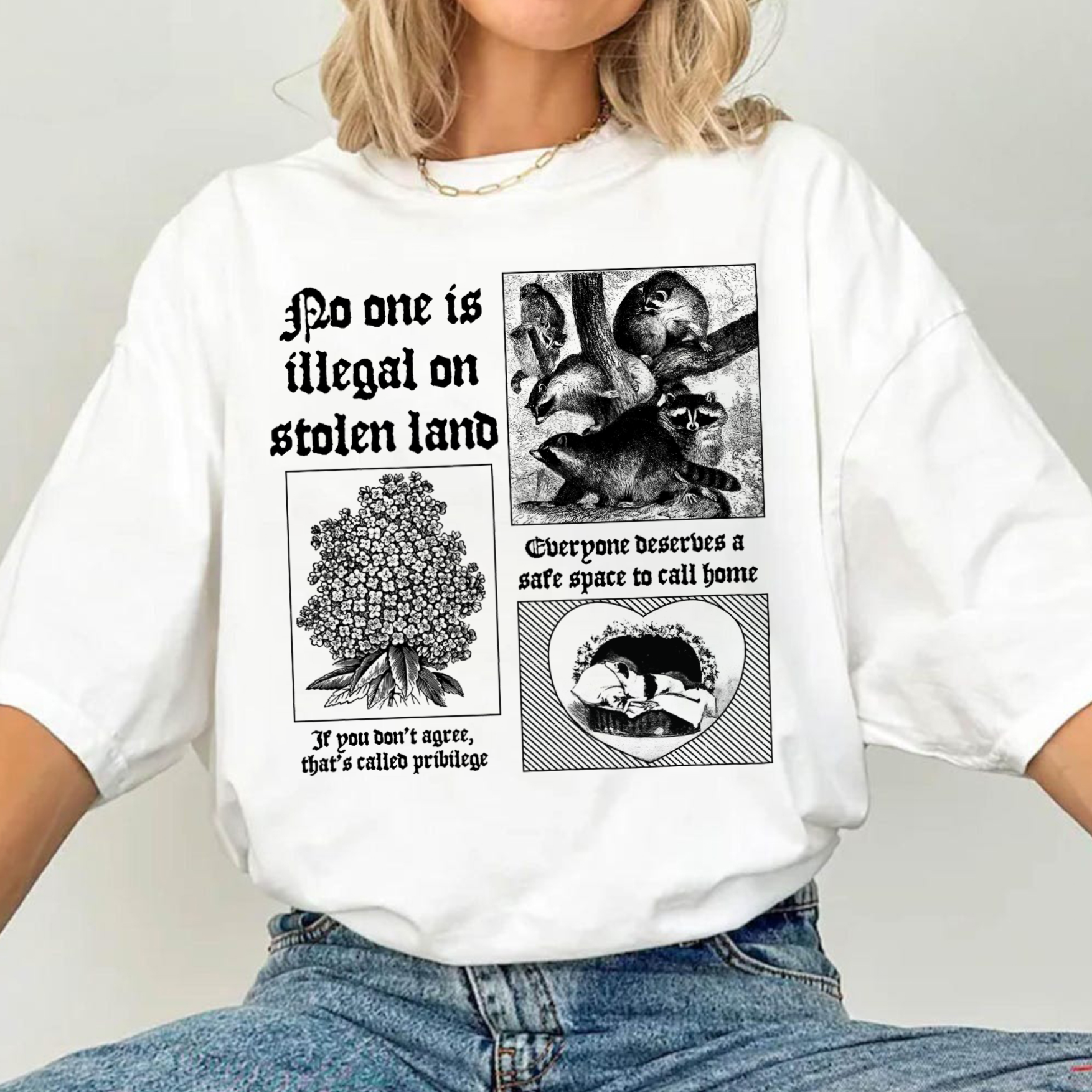 No One Is Illegal On Stolen Land Unisex T-Shirt/T-Shirt V-Neck/Hoodie/Sweatshirt – For Social Justice Advocates