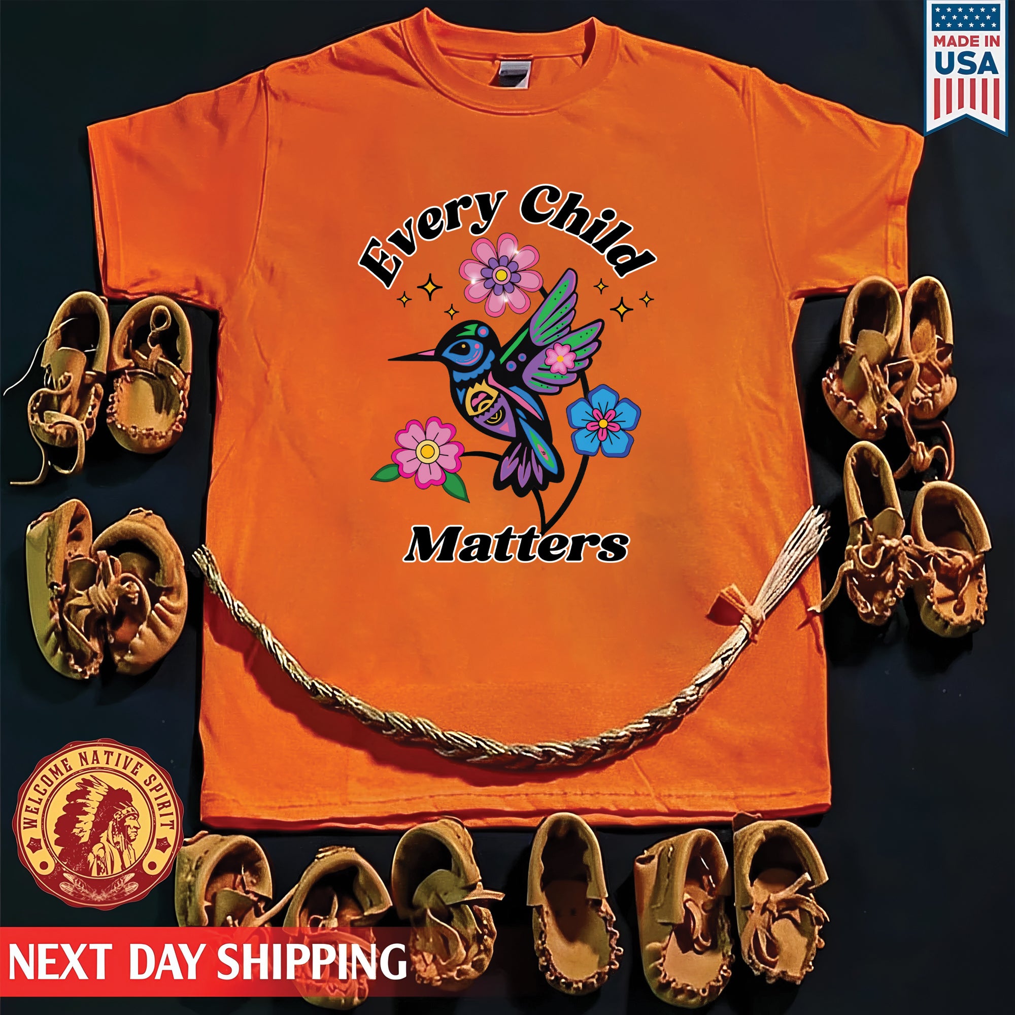 Every Child Matters Hummingbird Orange Native American Unisex T-Shirt/Hoodie/Sweatshirt