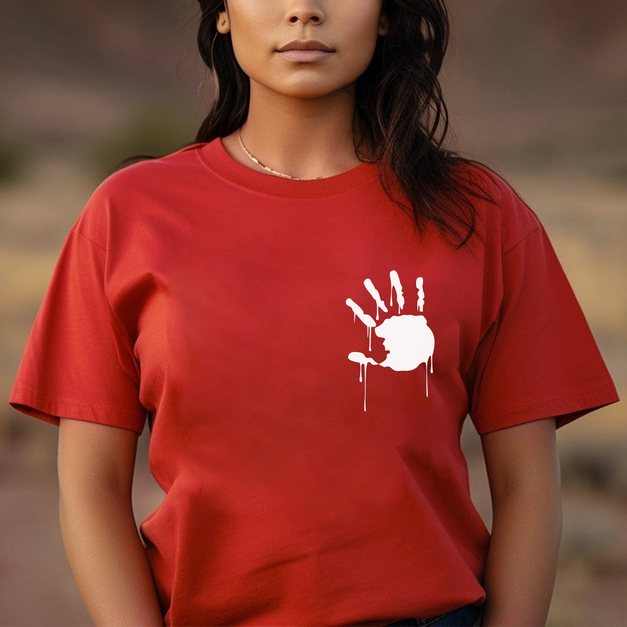 Protect Indigenous Women Red Hand- Unisex T-Shirt/T-Shirt V-Neck/Hoodie/Sweatshirt-Two Sides