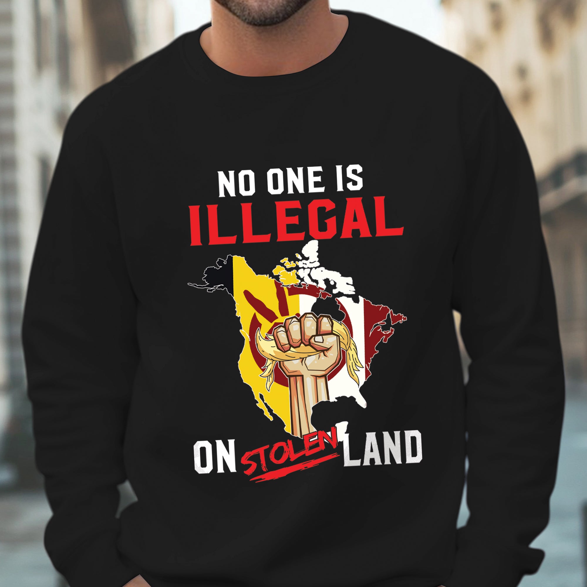 No One Is Illegal On Stolen Land - Unisex T-Shirt/T-Shirt V-Neck/Hoodie/Sweatshirt N54