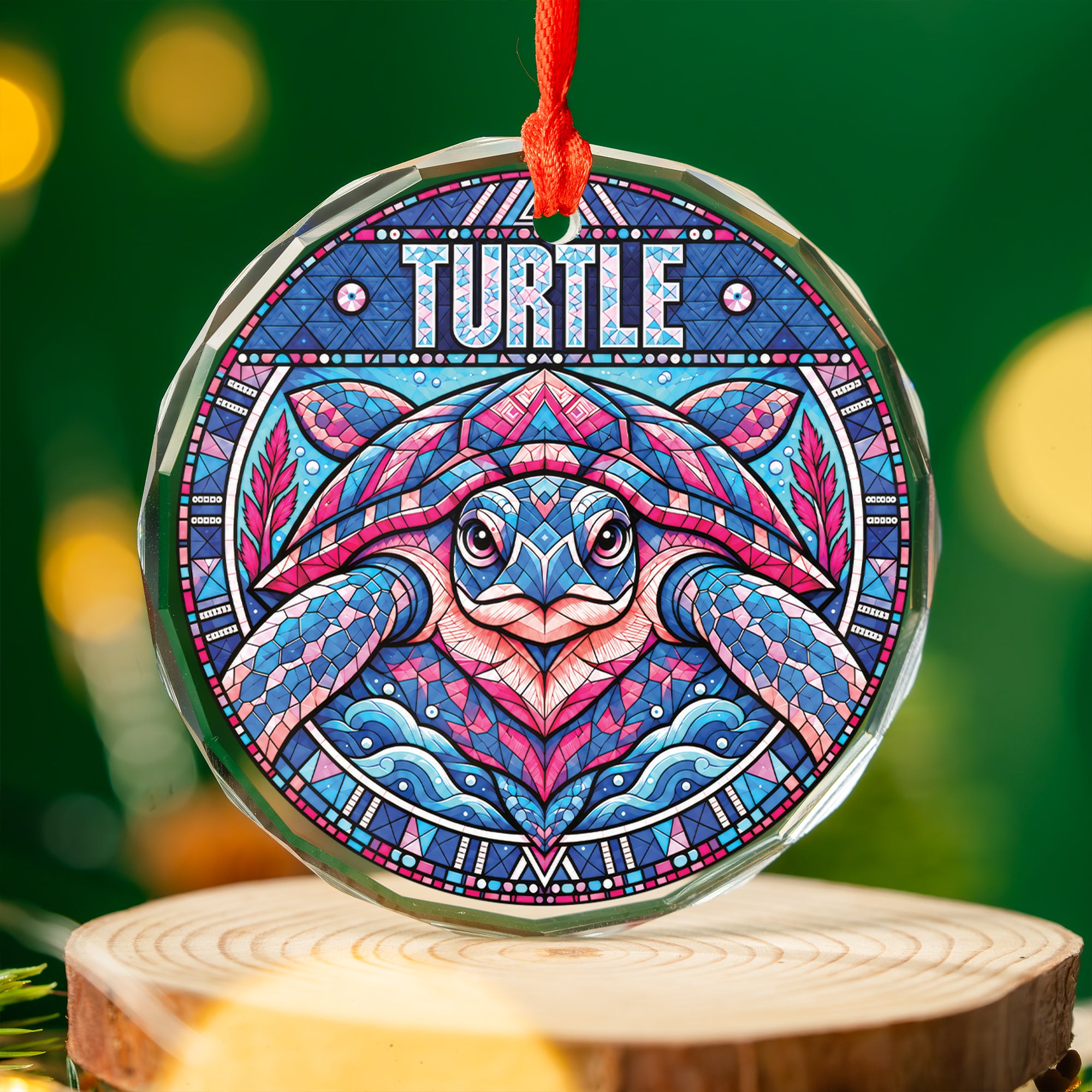 Turtle Spirit Native Tribal Glass Ornament – Indigenous Art Decor