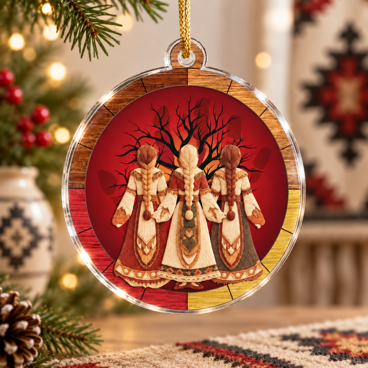 Three Sisters Ornament Native American Sacred Sisterhood Unique Gift Decor Flat Acrylic