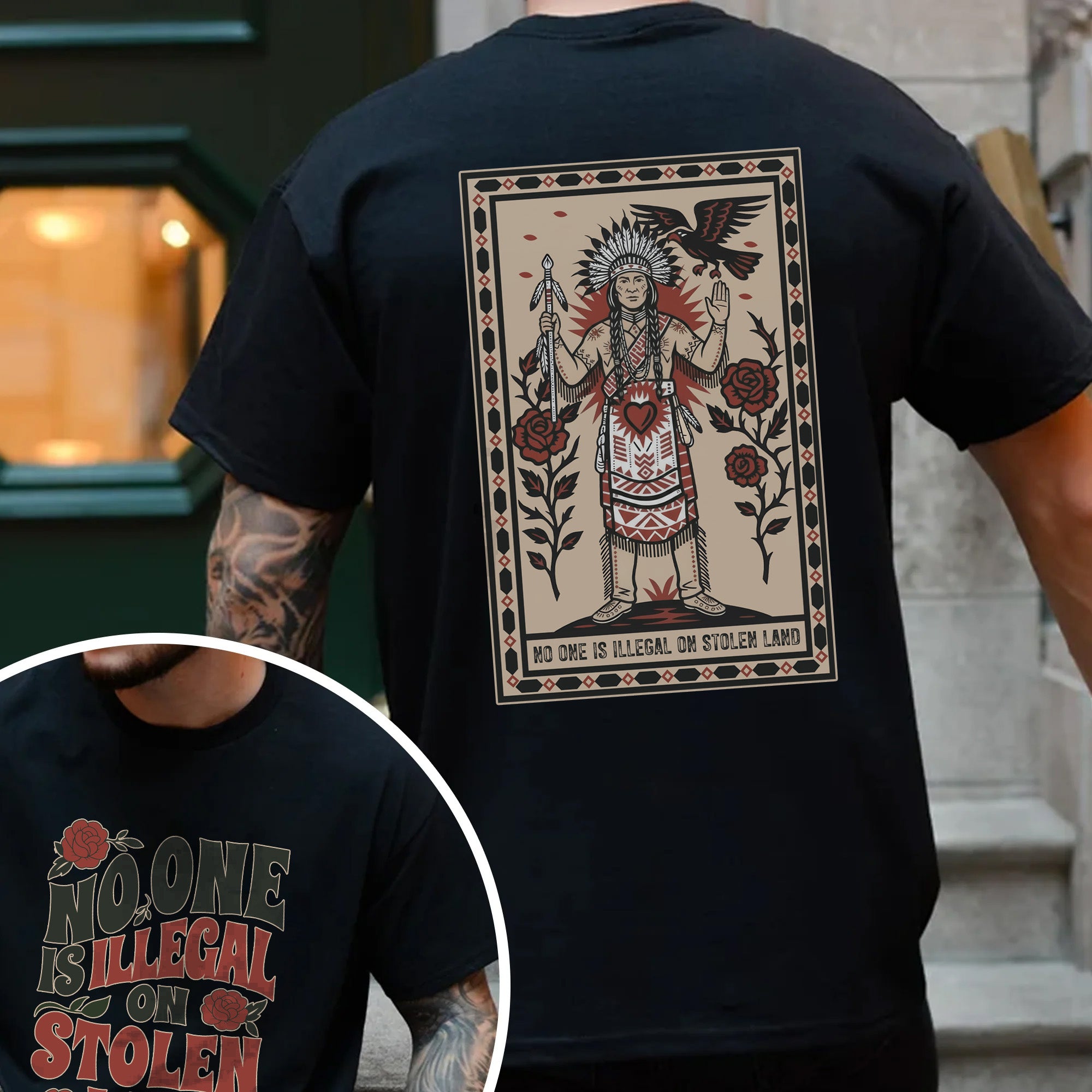 [Two Sides] No One Is Illegal On Stolen Land - Unisex T-Shirt/T-Shirt V-Neck/Hoodie/Sweatshirt N52