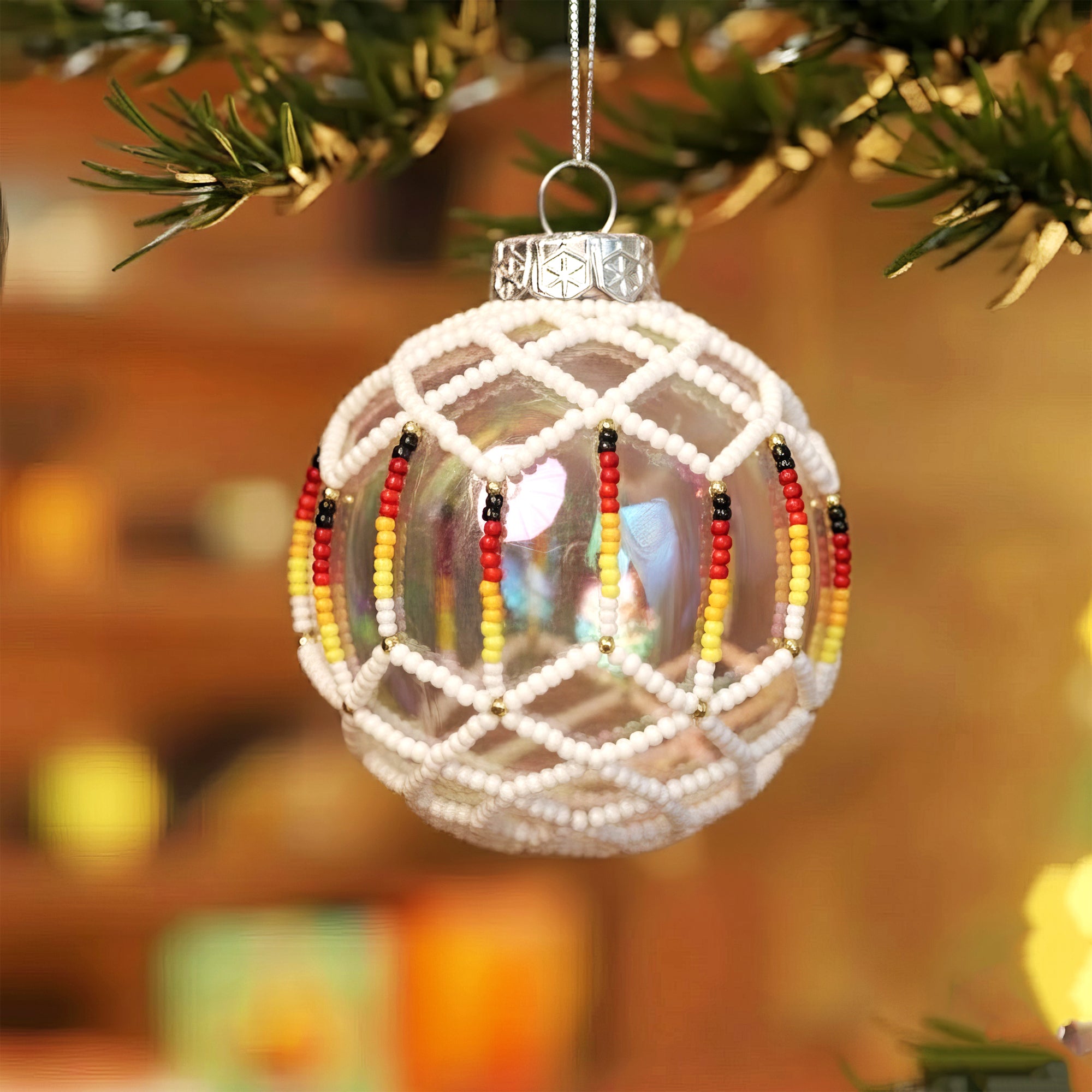 Snow White Beaded Ornament Handcrafted Holiday Decor Gift