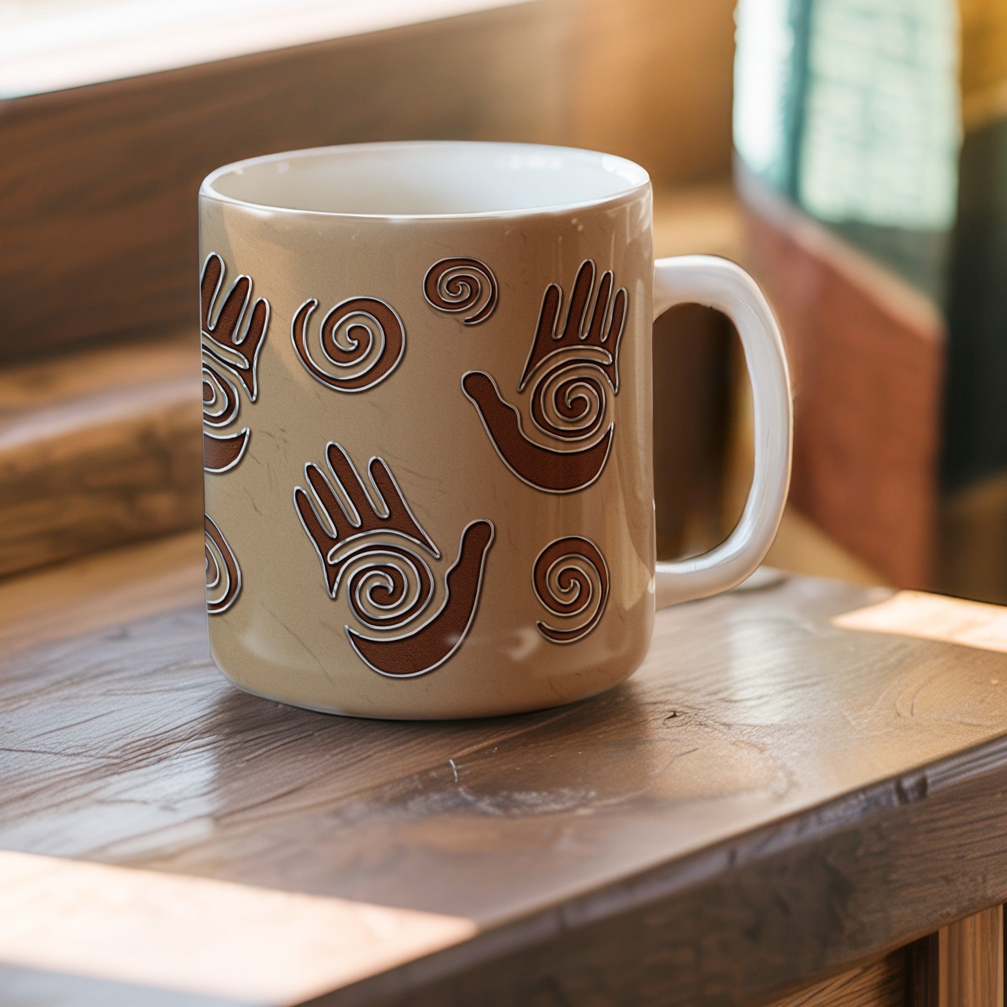Native Spirals Hand Design Native American Heritage Mug