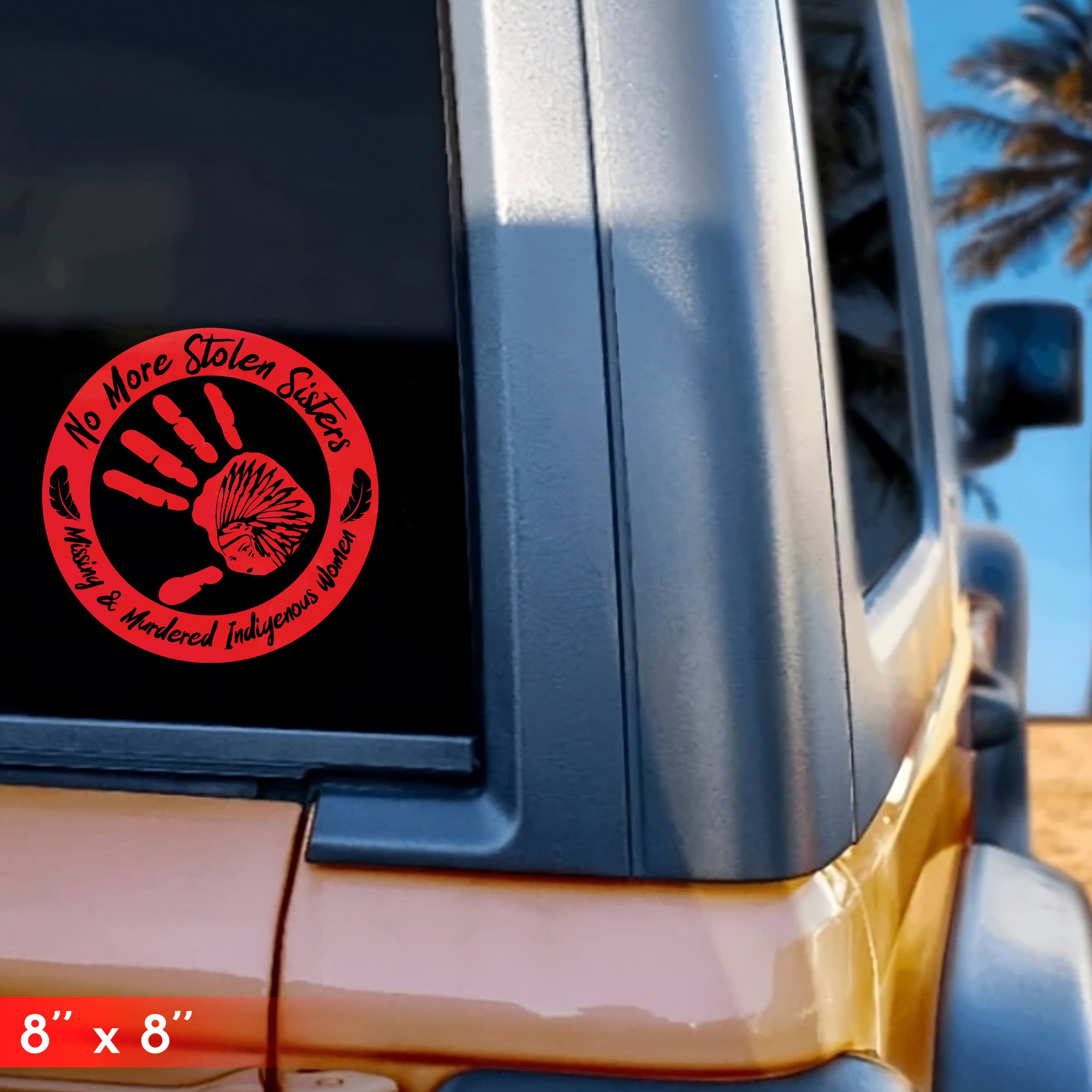 No More Stolen Sister - Missing And Murdered Indigenous Women Red Hand Car Decal