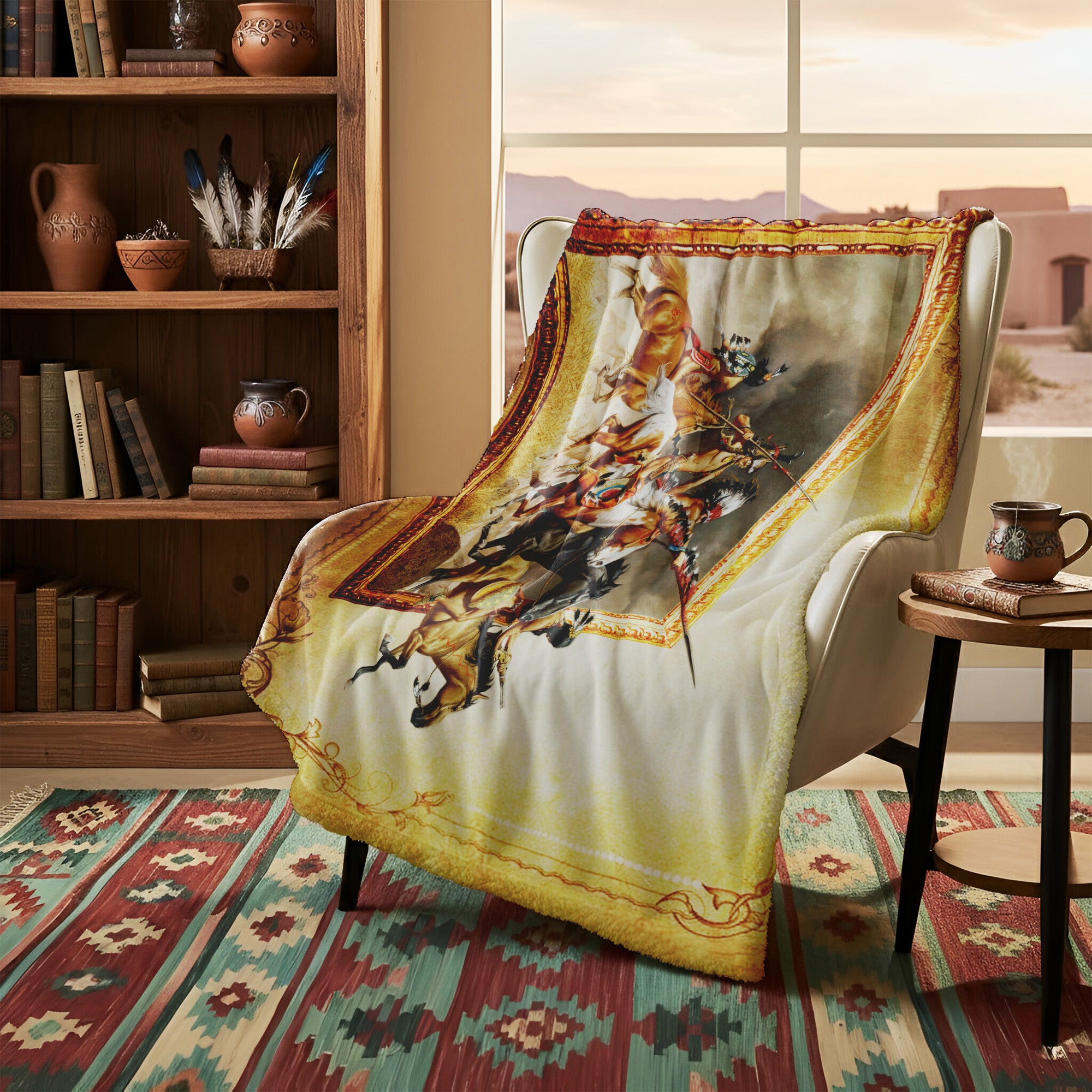 Native American Warriors Art Soft And Warm Premium Fleece Blanket