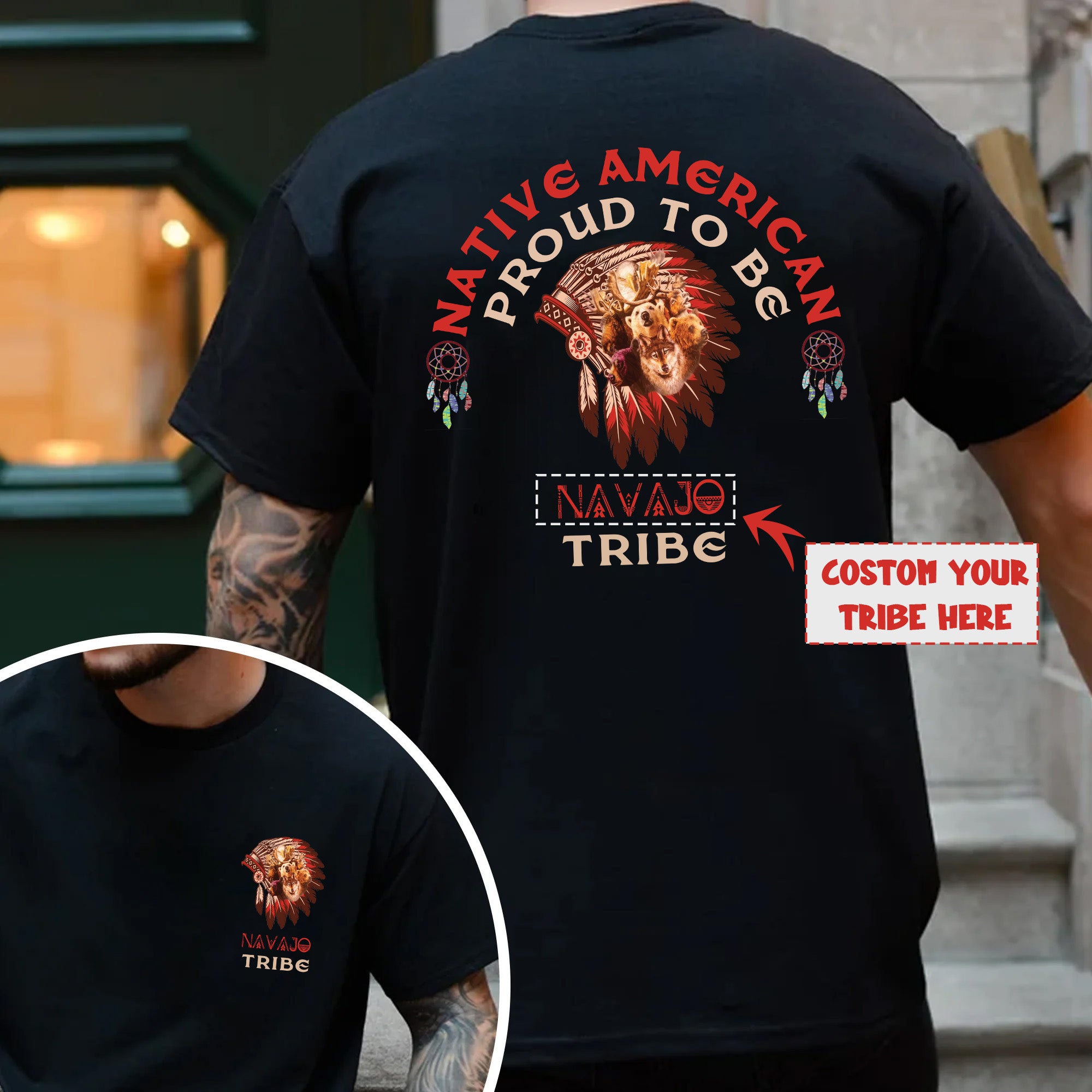 Proud to Be Native American Unisex T-Shirt/T-Shirt V-Neck/Hoodie/Sweatshirt - Two Sides (Custom Tribe)