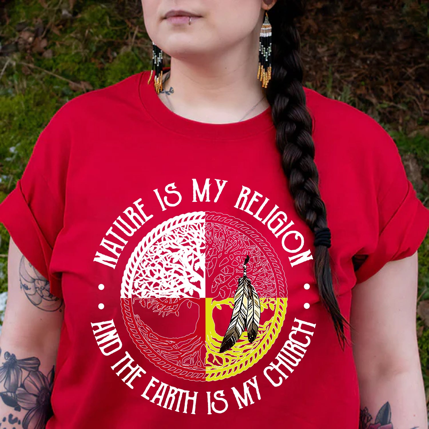 Nature Is My Religion And The Earth Is My Church Unisex T-Shirt/T-Shirt V-Neck/Hoodie/Sweatshirt - One Side