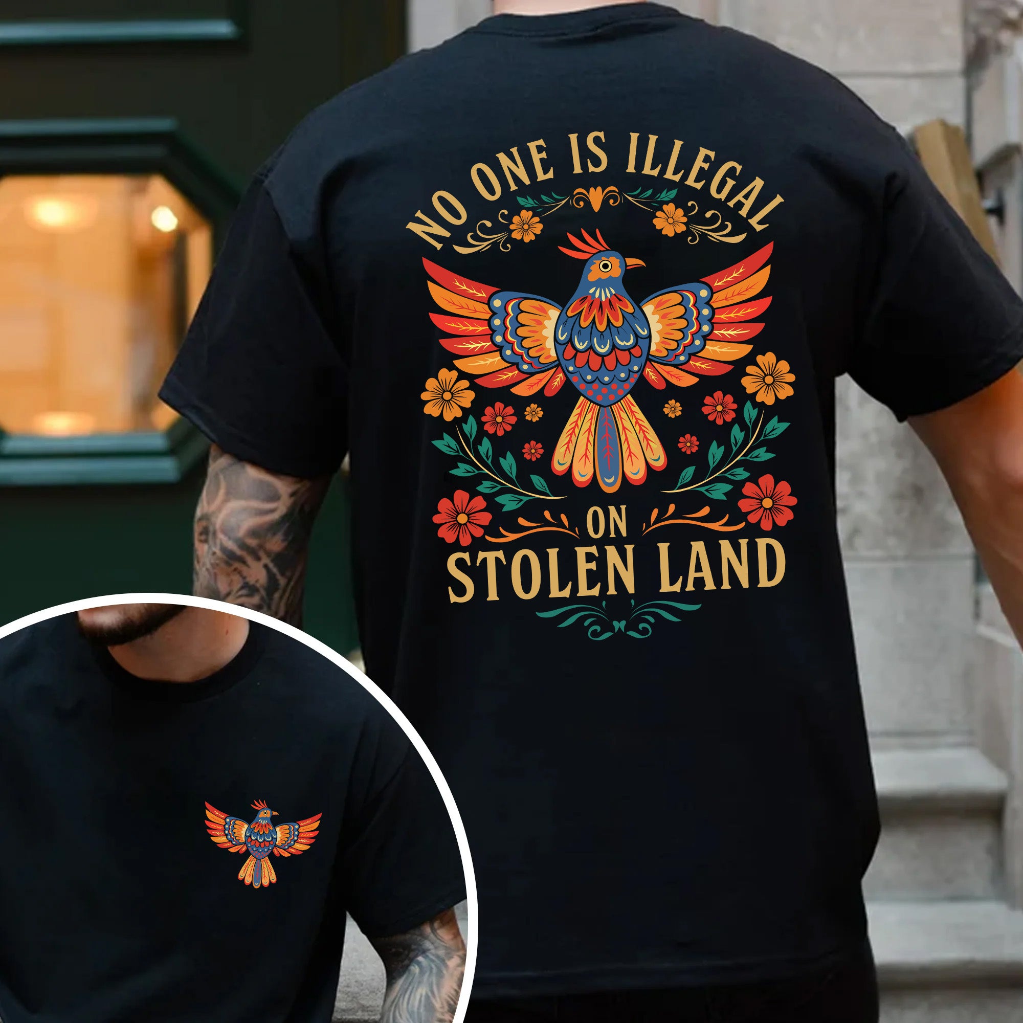 [Two Sides] No One Is Illegal on Stolen Land Unisex T-Shirt/T-Shirt V-Neck/Hoodie/Sweatshirt N198