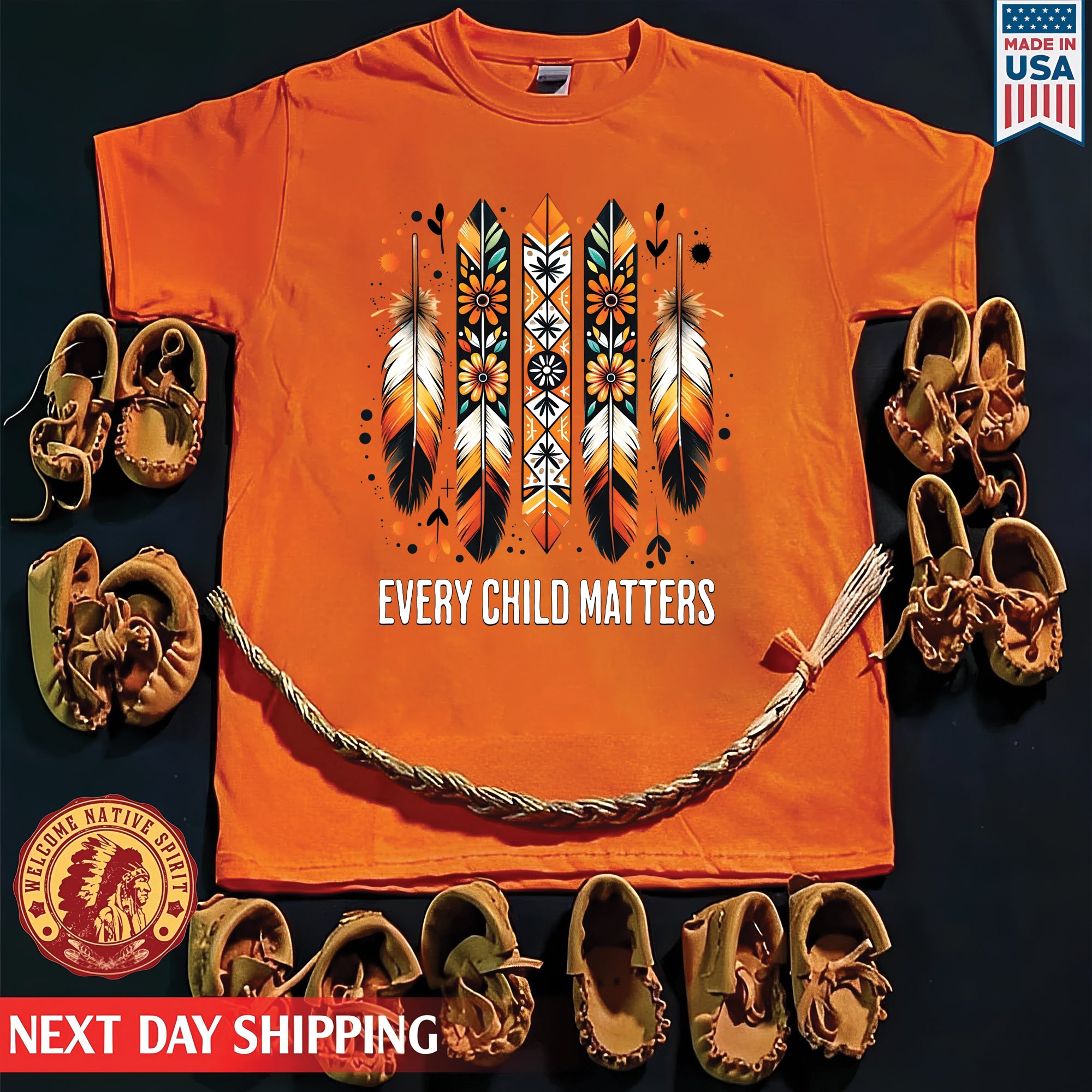 Every Child Matters Orange Native American Feather Unisex T-Shirt/Hoodie/Sweatshirt