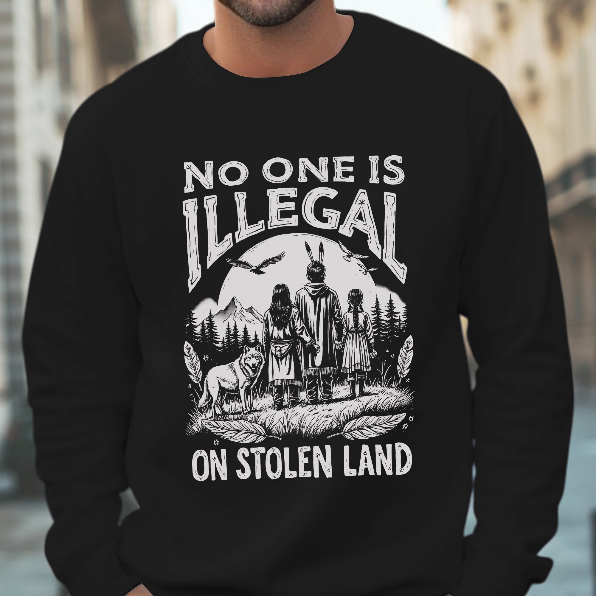 No One Is Illegal On Stolen Land - Unisex T-Shirt/T-Shirt V-Neck/Hoodie/Sweatshirt N56 Style 1