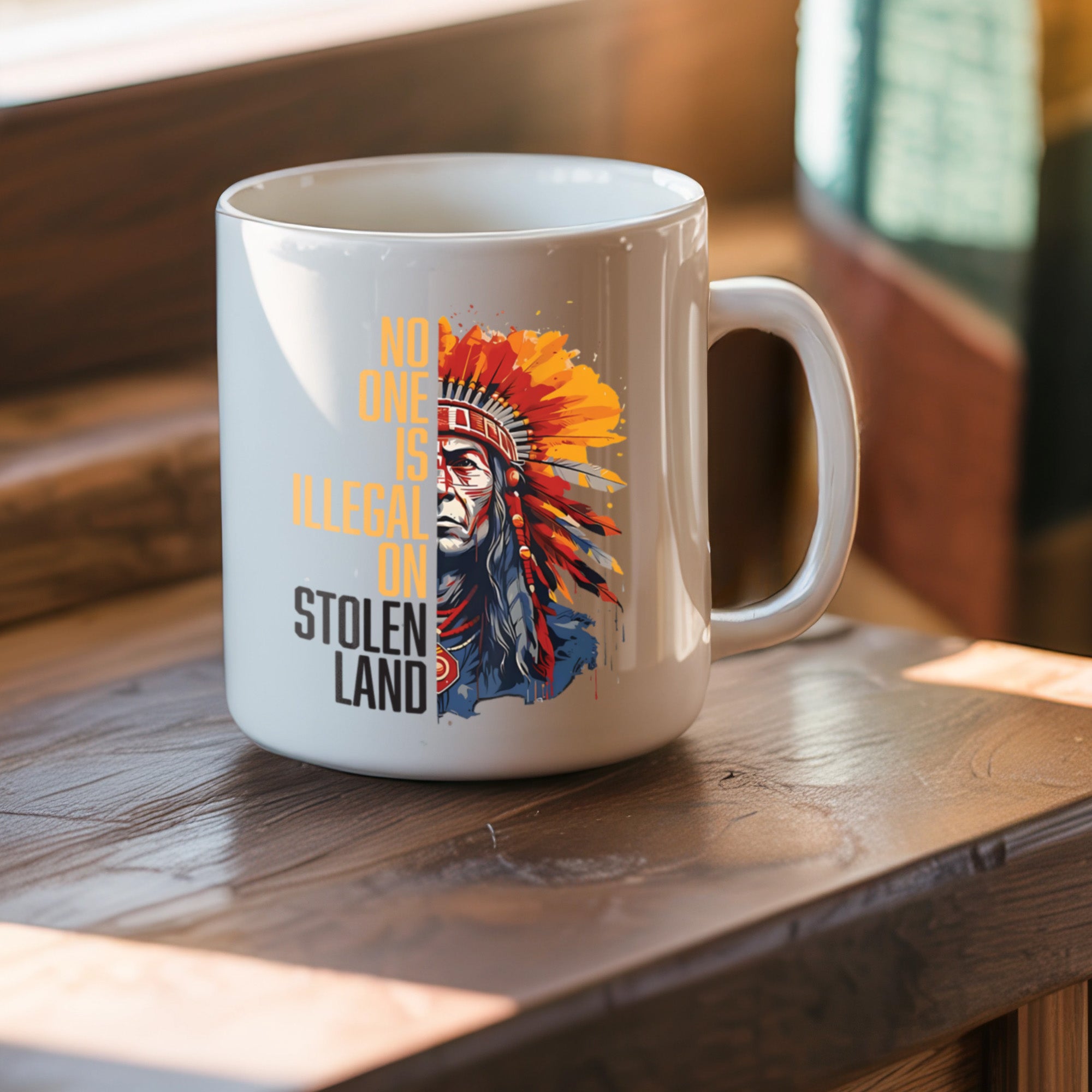 No One Is Illegal On Stolen Land Native American Heritage Coffee Mug
