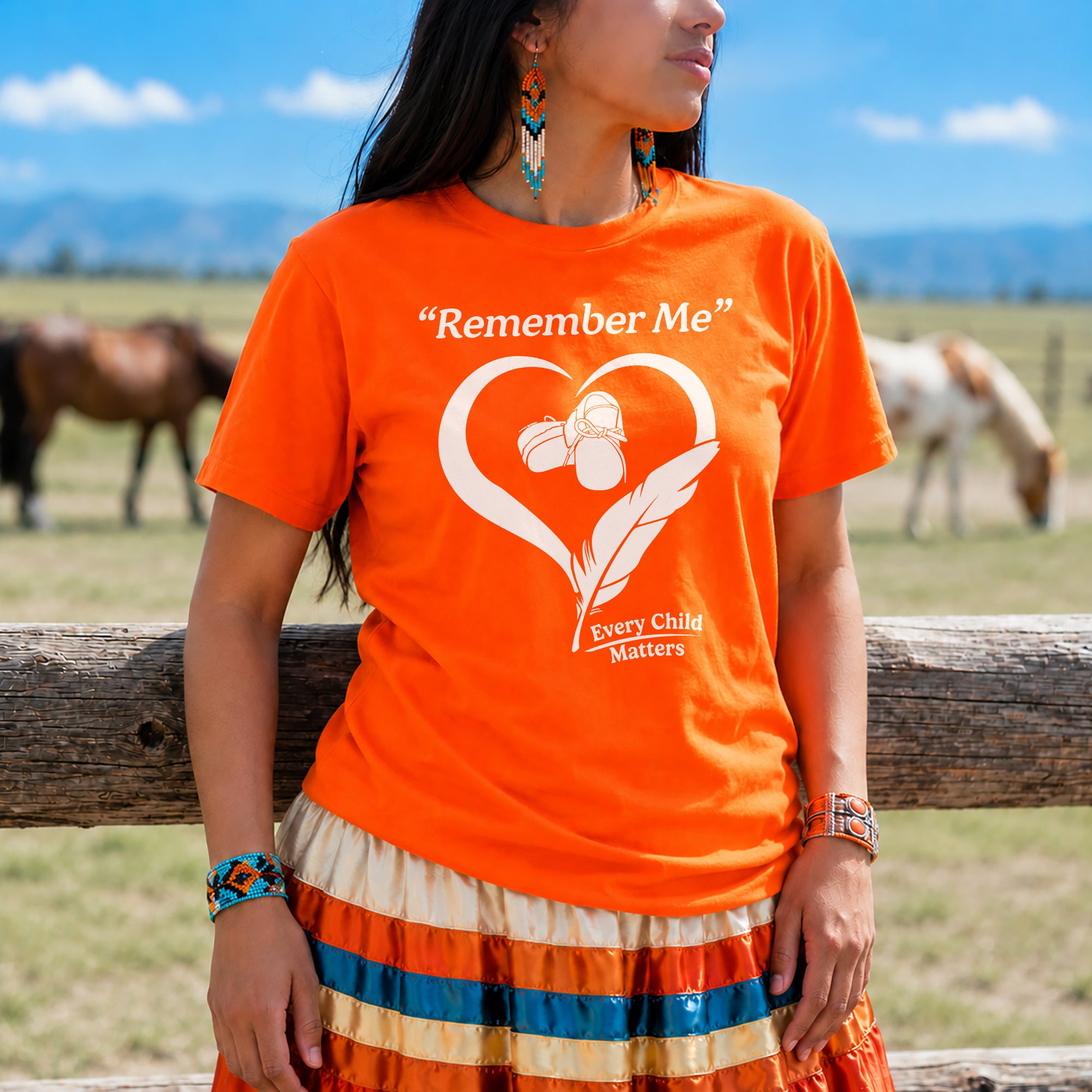 Remember Me Every Child Matters Heart Feather Orange Shirt Day Unisex T-shirt/Hoodie/Sweatshirt
