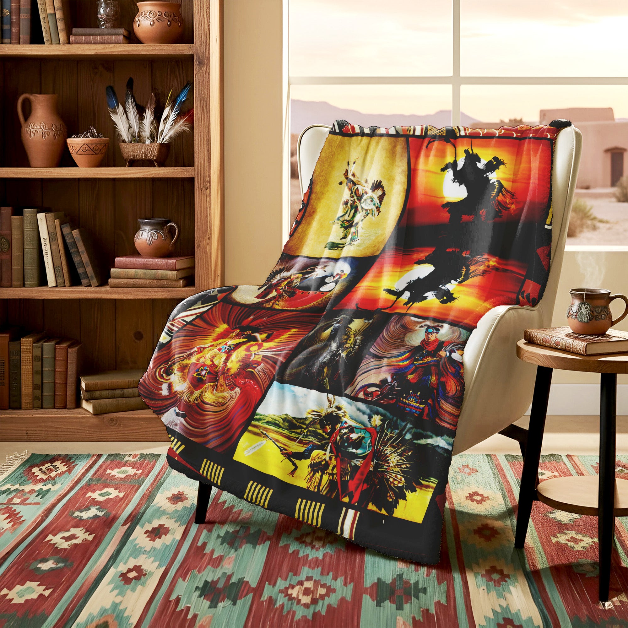 Native American Style Dawm Dance Soft And Warm Premium Fleece Blanket