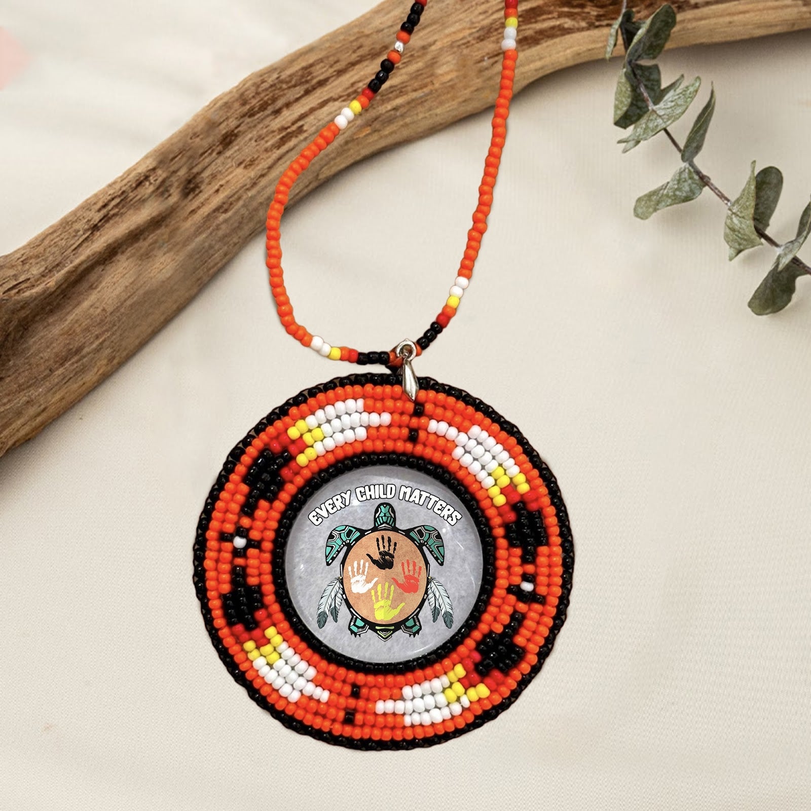 (SALE 50% OFF) Handmade Beaded Wire Necklace Pendant Every Child Matters